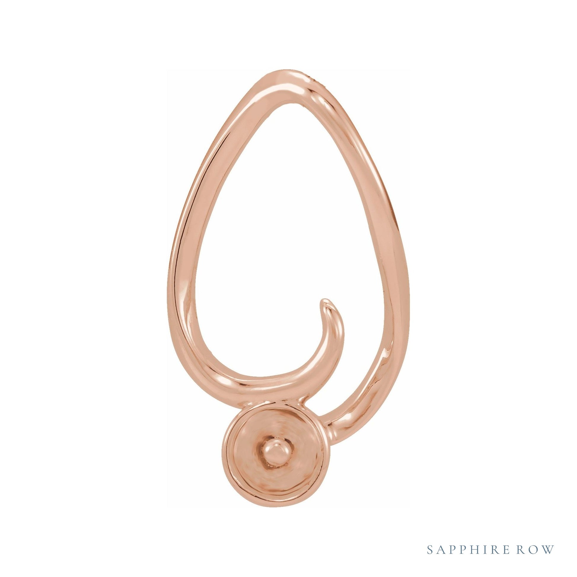 Sapphire Row Pearl Freeform Pendant setting in 14K Rose Gold, shown without a pearl (pearl sold separately)