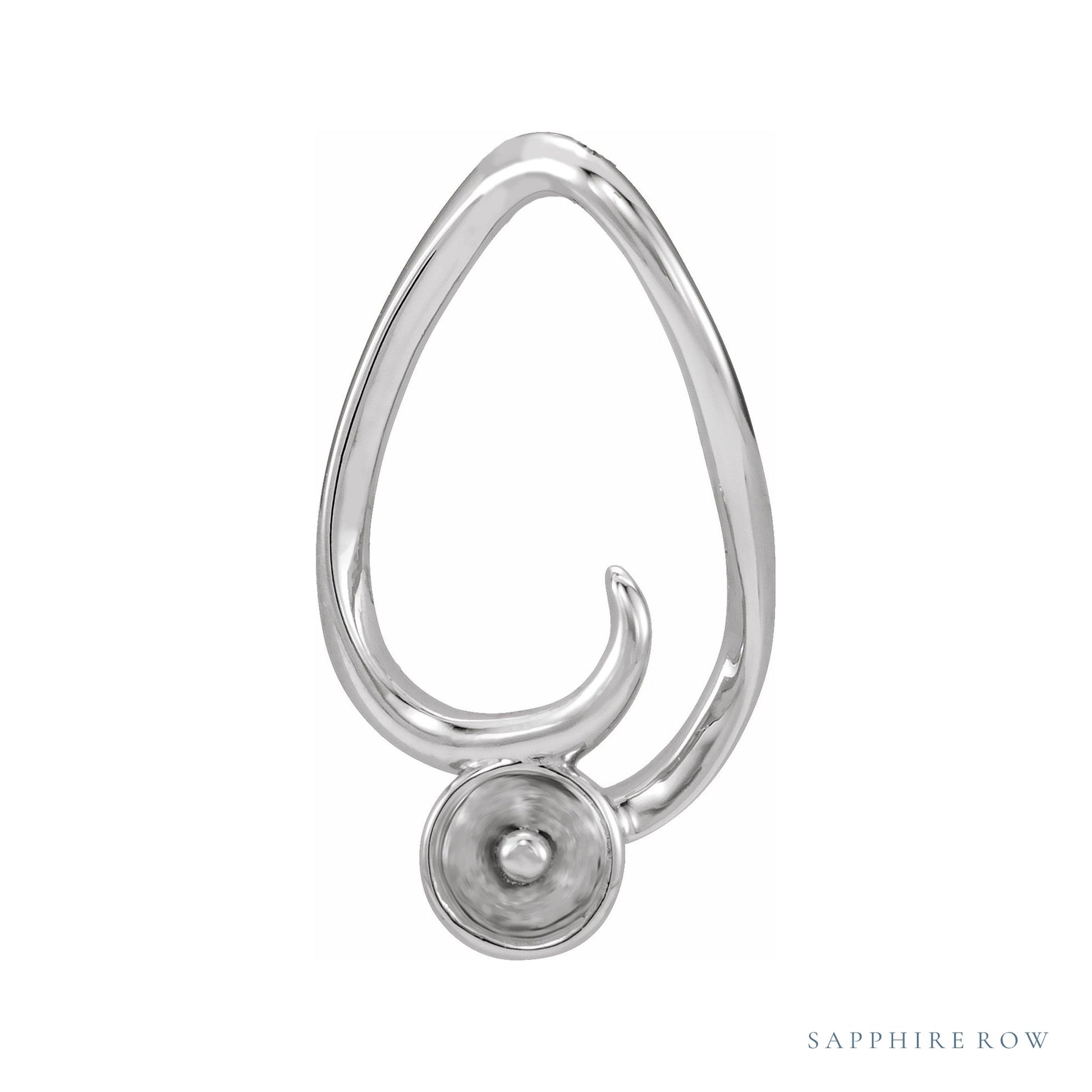 Sapphire Row Pearl Freeform Pendant setting in 14K White Gold, shown without a pearl (pearl sold separately)