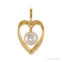 Sapphire Row Pearl Heart Pendant setting in 14K Yellow Gold, shown without a pearl (pearl sold separately)