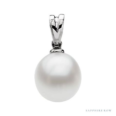 Sapphire Row Pearl Pendant setting in 14K Yellow Gold, shown without a pearl (pearl sold separately)