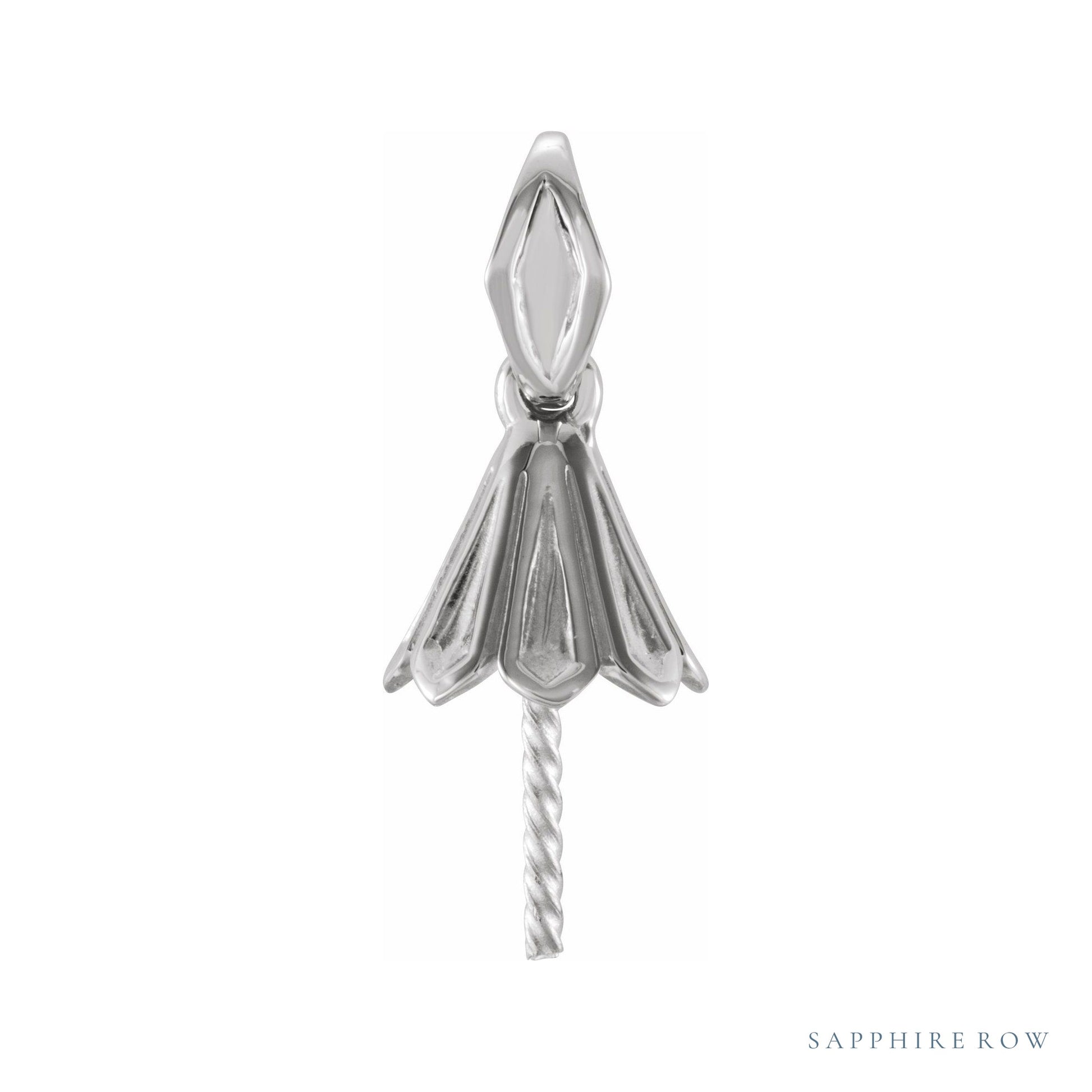 Sapphire Row Pearl Pendant setting in 14K White Gold, shown without a pearl (pearl sold separately)