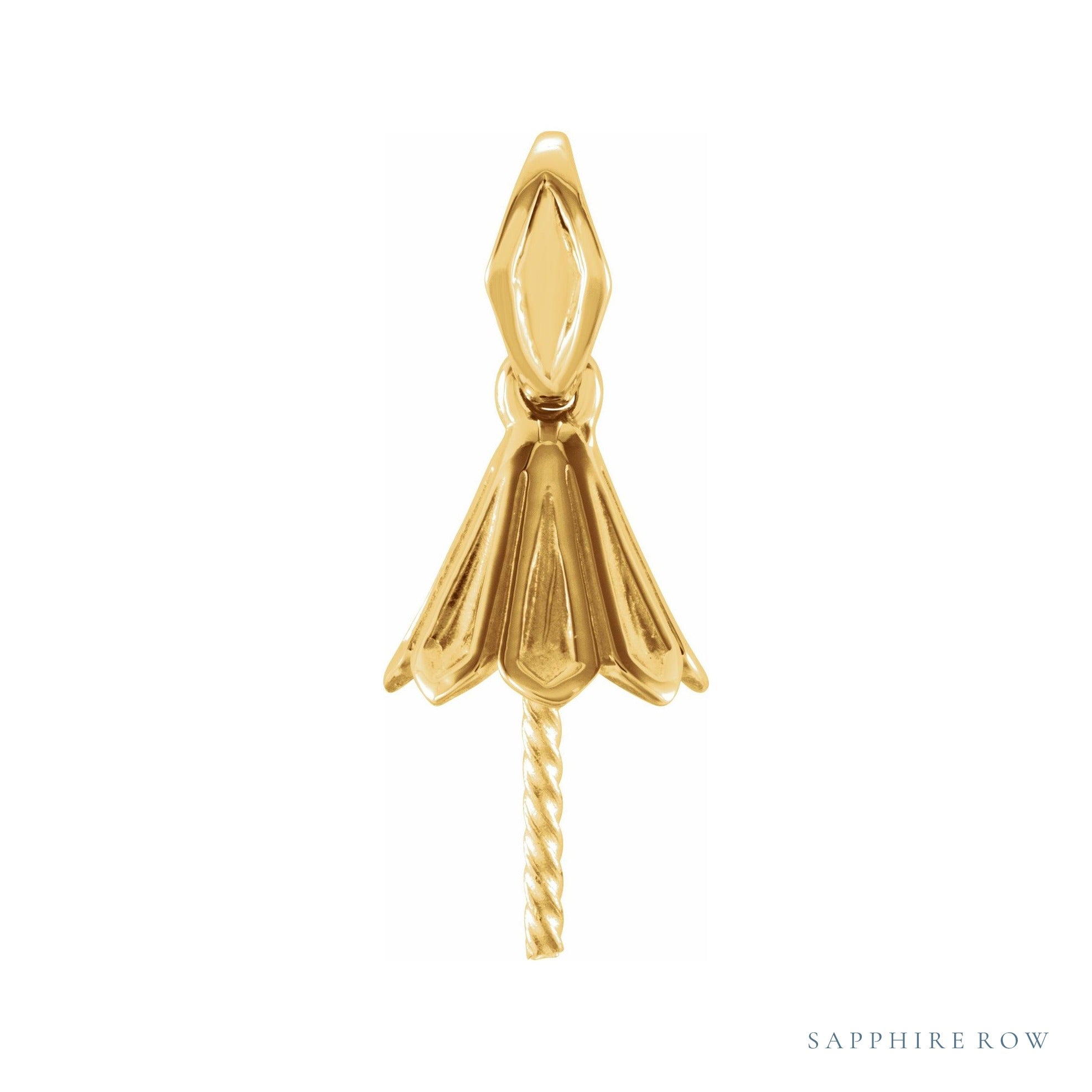 Sapphire Row Pearl Pendant setting in 14K Yellow Gold, shown without a pearl (pearl sold separately)