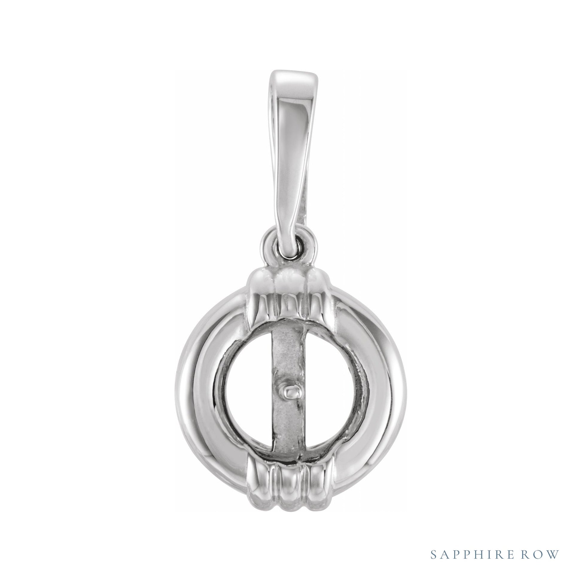 Sapphire Row Solitaire Pearl Pendant setting in 14K White Gold, shown without a pearl (pearl sold separately)