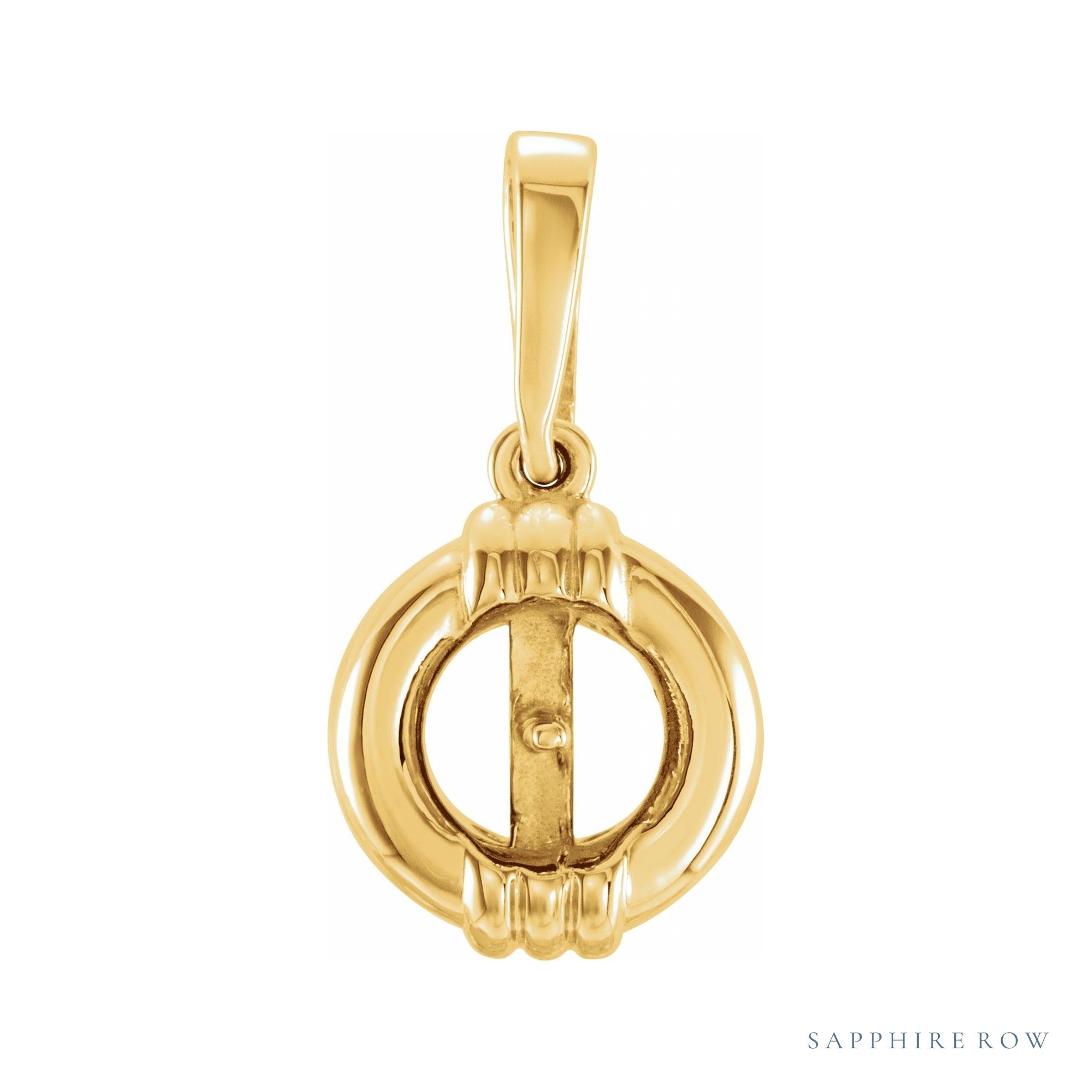 Sapphire Row Solitaire Pearl Pendant setting in 14K Yellow Gold, shown without a pearl (pearl sold separately)