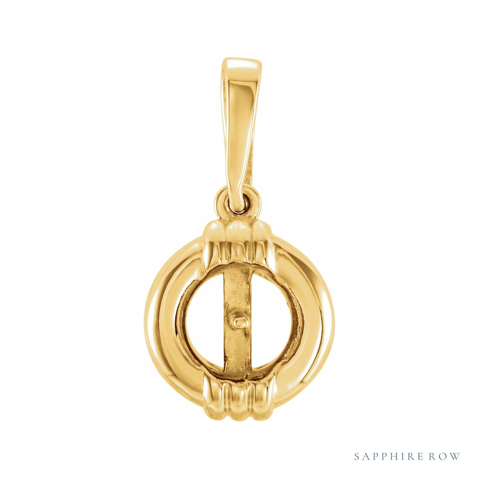 Sapphire Row Solitaire Pearl Pendant setting in 14K Yellow Gold, shown without a pearl (pearl sold separately)