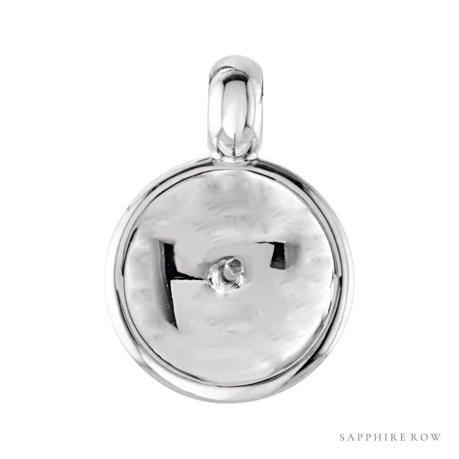 Sapphire Row Solitaire Pearl Pendant setting in 14K White Gold, shown without a pearl (pearl sold separately)