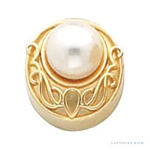 Sapphire Row Vintage-Inspired Pearl Slide Pendant setting in 14K Yellow Gold, shown without a pearl (pearl sold separately)