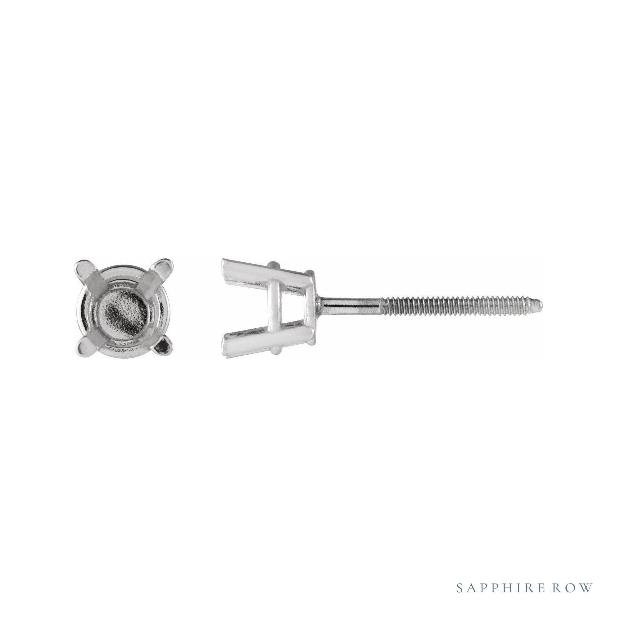 Sapphire Row Round 4-Prong Lightweight Stud Earrings setting in 14K White Gold, shown with a center stone (sold separately)