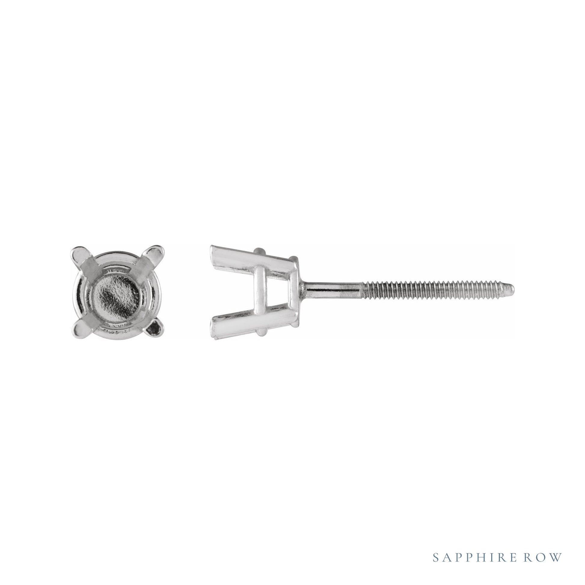 Sapphire Row Round 4-Prong Lightweight Stud Earrings setting in 14K White Gold, shown with a center stone (sold separately)