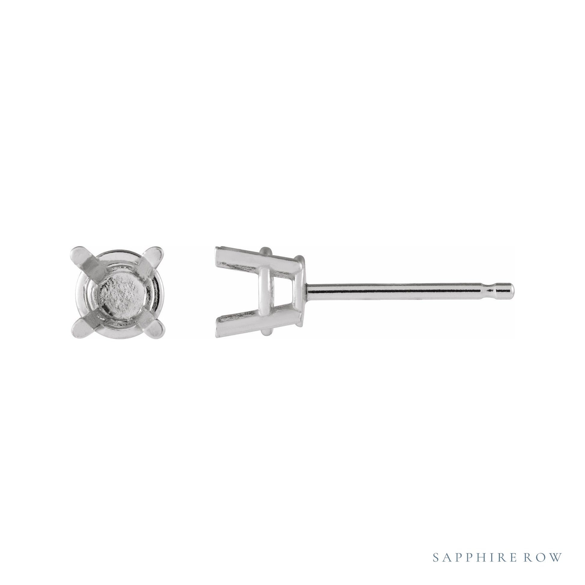 Sapphire Row Round 4-Prong Lightweight Stud Earrings setting in Platinum, shown with a center stone (sold separately)