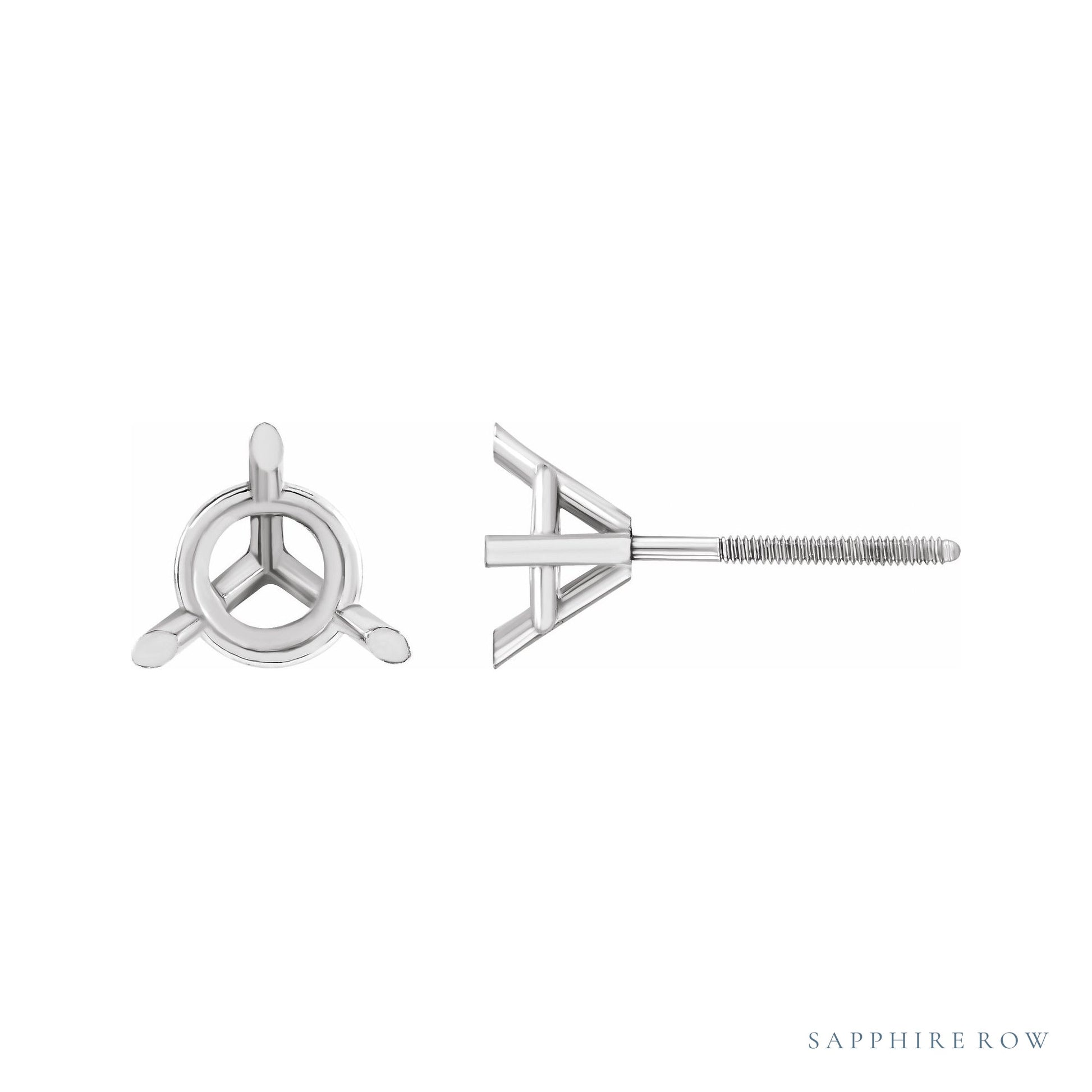 Sapphire Row Round 3-Prong Cocktail-Style Stud Earrings setting in Platinum, shown with a center stone (sold separately)