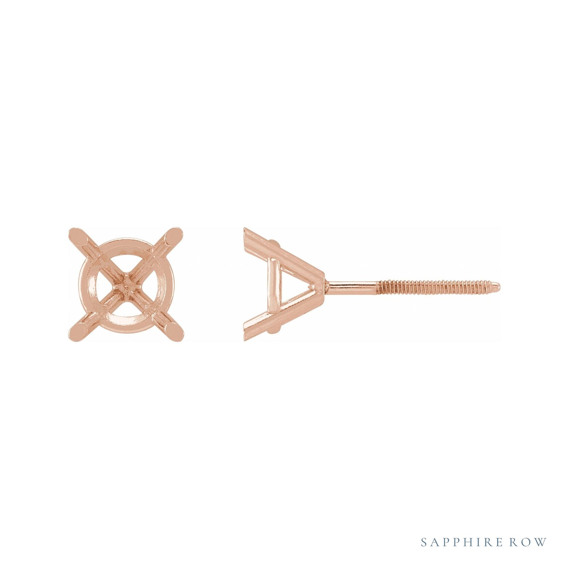 Sapphire Row Round 4-Prong Cocktail-Style Stud Earrings setting in 14K Rose Gold, shown with a center stone (sold separately)