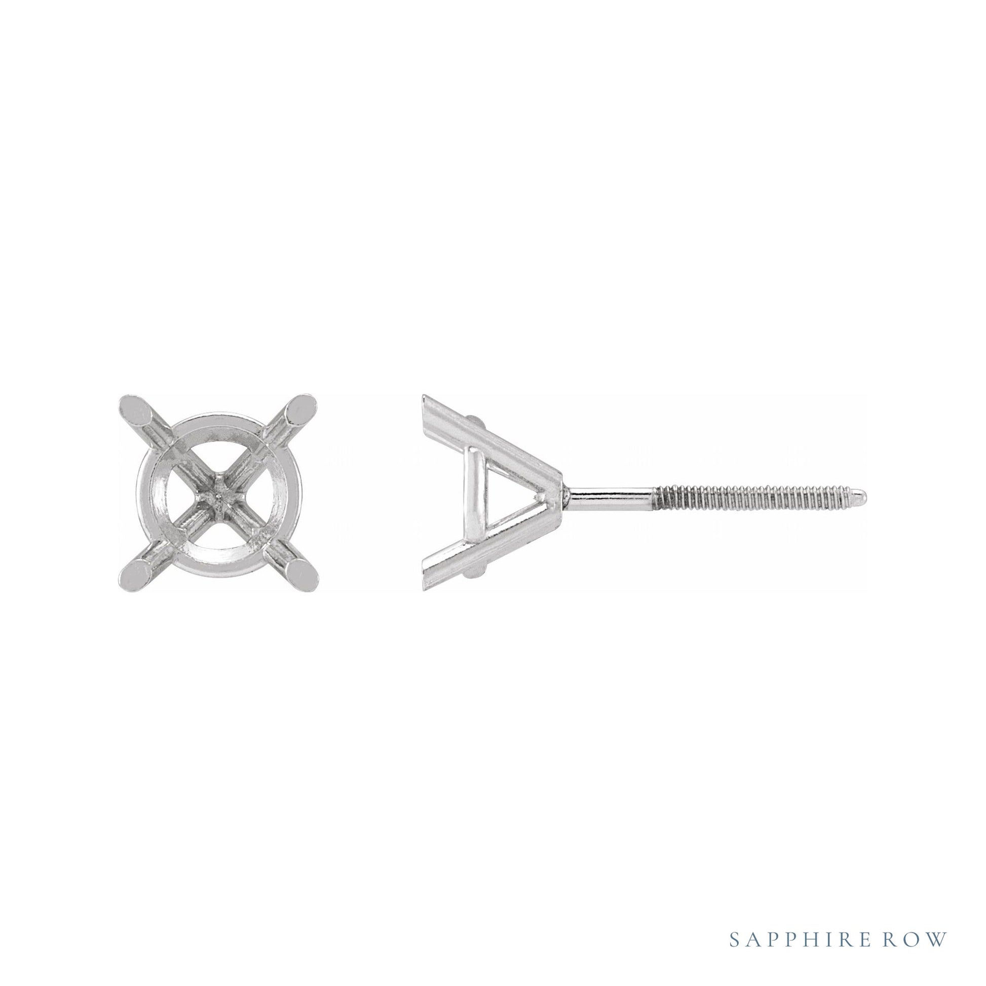 Sapphire Row Round 4-Prong Cocktail-Style Stud Earrings setting in Platinum, shown with a center stone (sold separately)