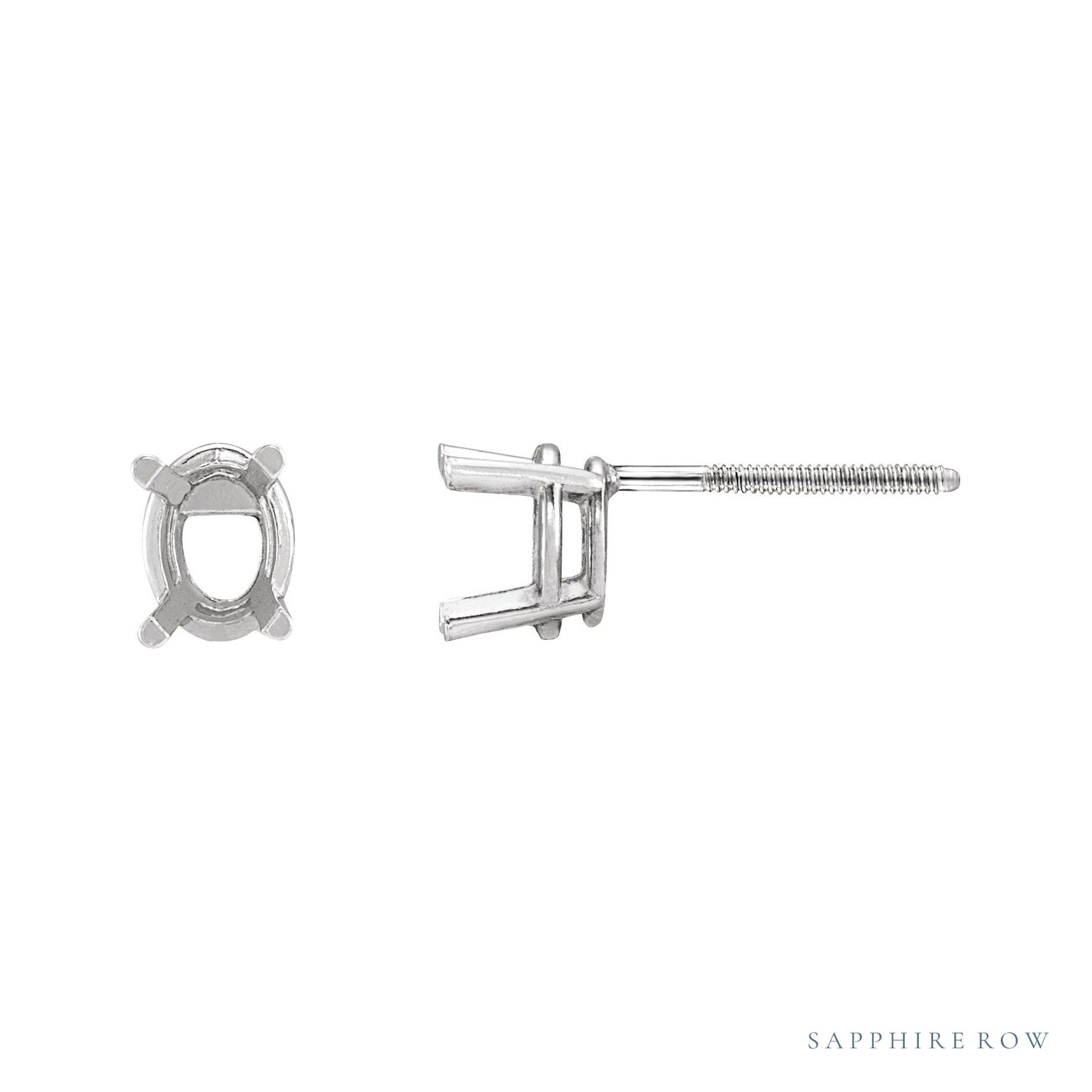 Sapphire Row Oval 4-Prong Lightweight Stud Earrings setting in 14K White Gold, shown with a center stone (sold separately)