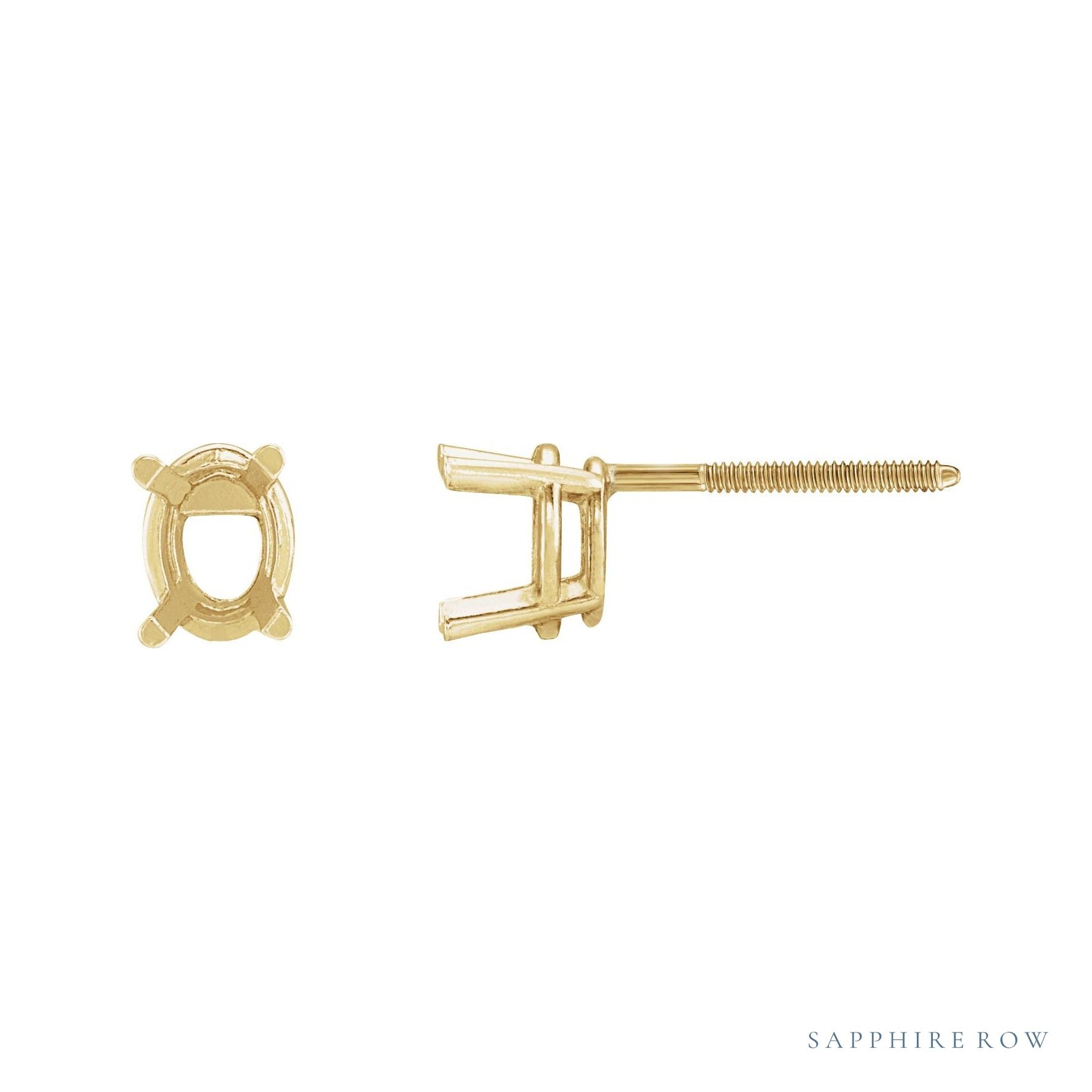 Sapphire Row Oval 4-Prong Lightweight Stud Earrings setting in 14K Yellow Gold, shown with a center stone (sold separately)