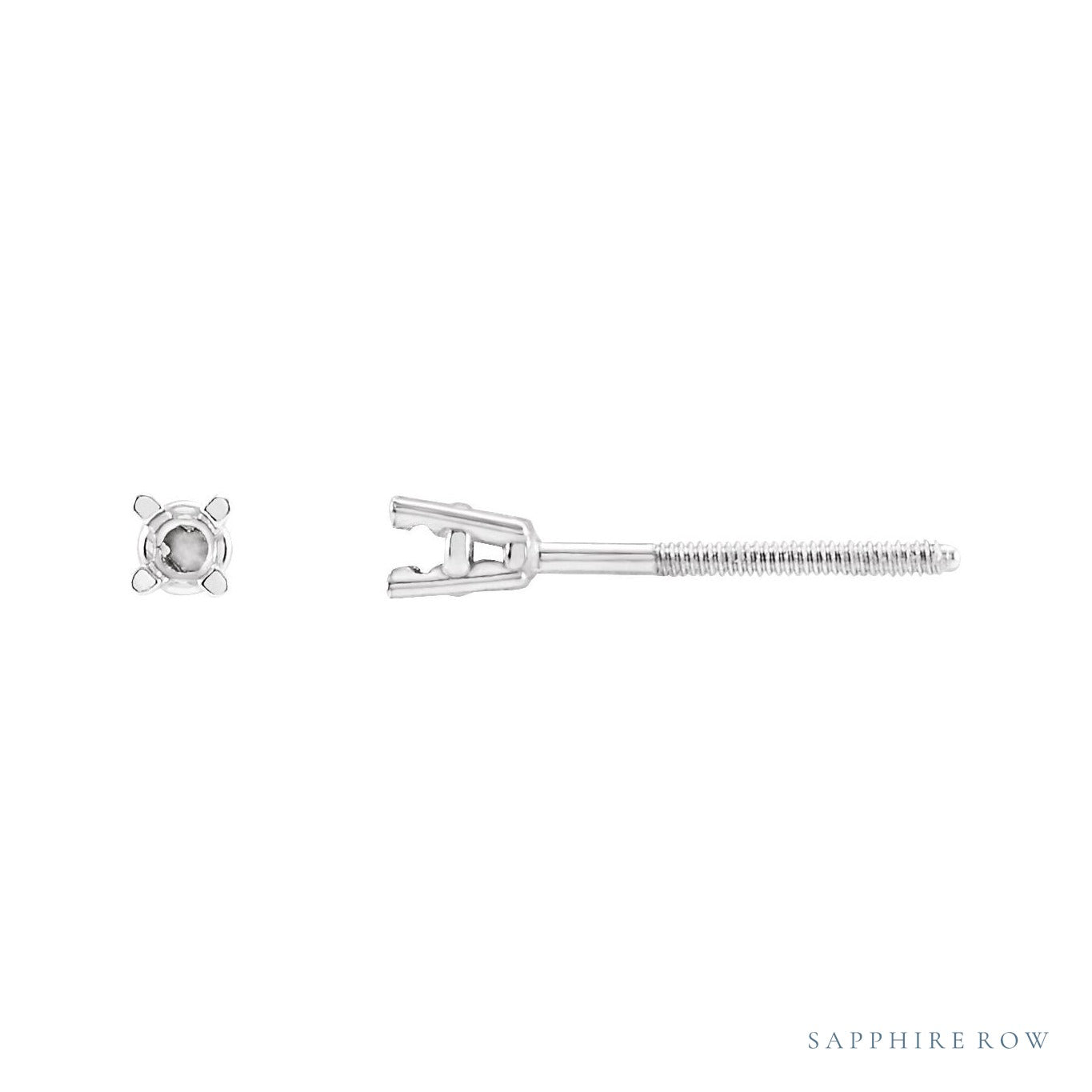 Sapphire Row Round 4-Prong Pre-Notched Stud Earrings setting in Platinum, shown with a center stone (sold separately)