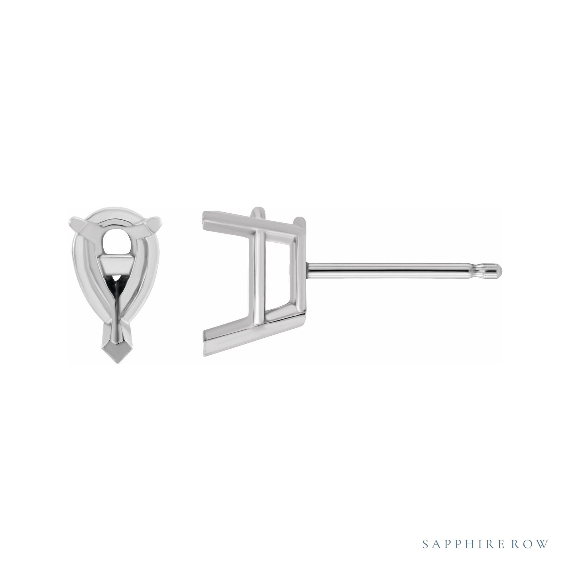 Sapphire Row Pear 3-Prong V-End Stud Earrings setting in Platinum, shown with a center stone (sold separately)