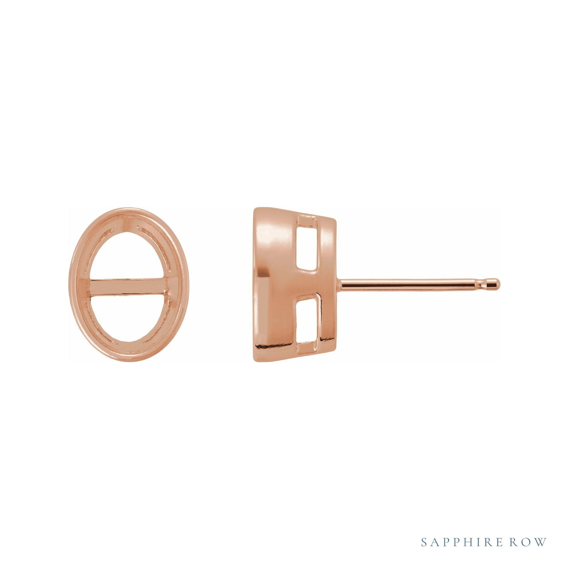 Sapphire Row Lightweight Bezel-Set Earrings setting in 14K Rose Gold, shown with a center stone (sold separately)
