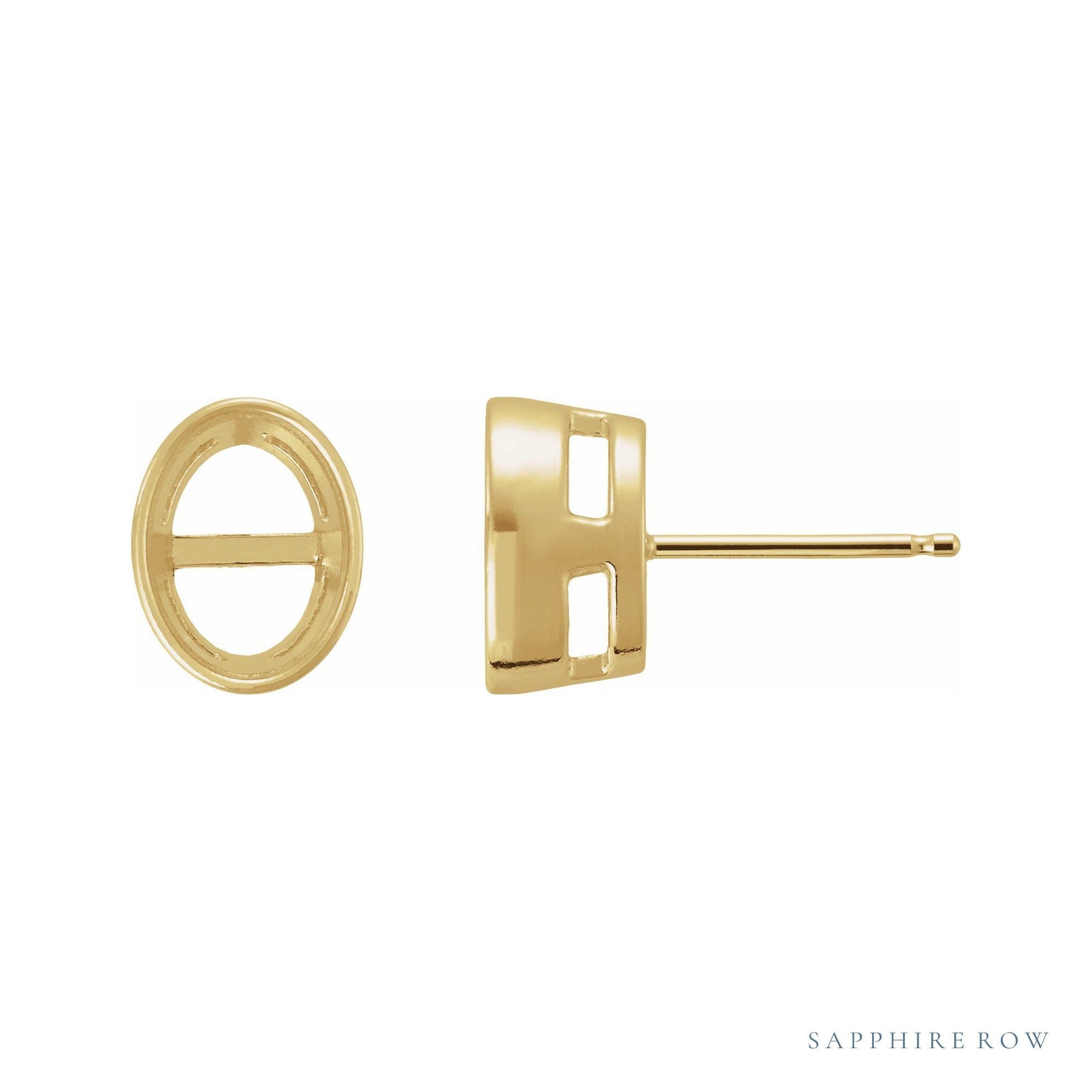 Sapphire Row Lightweight Bezel-Set Earrings setting in 14K Yellow Gold, shown with a center stone (sold separately)
