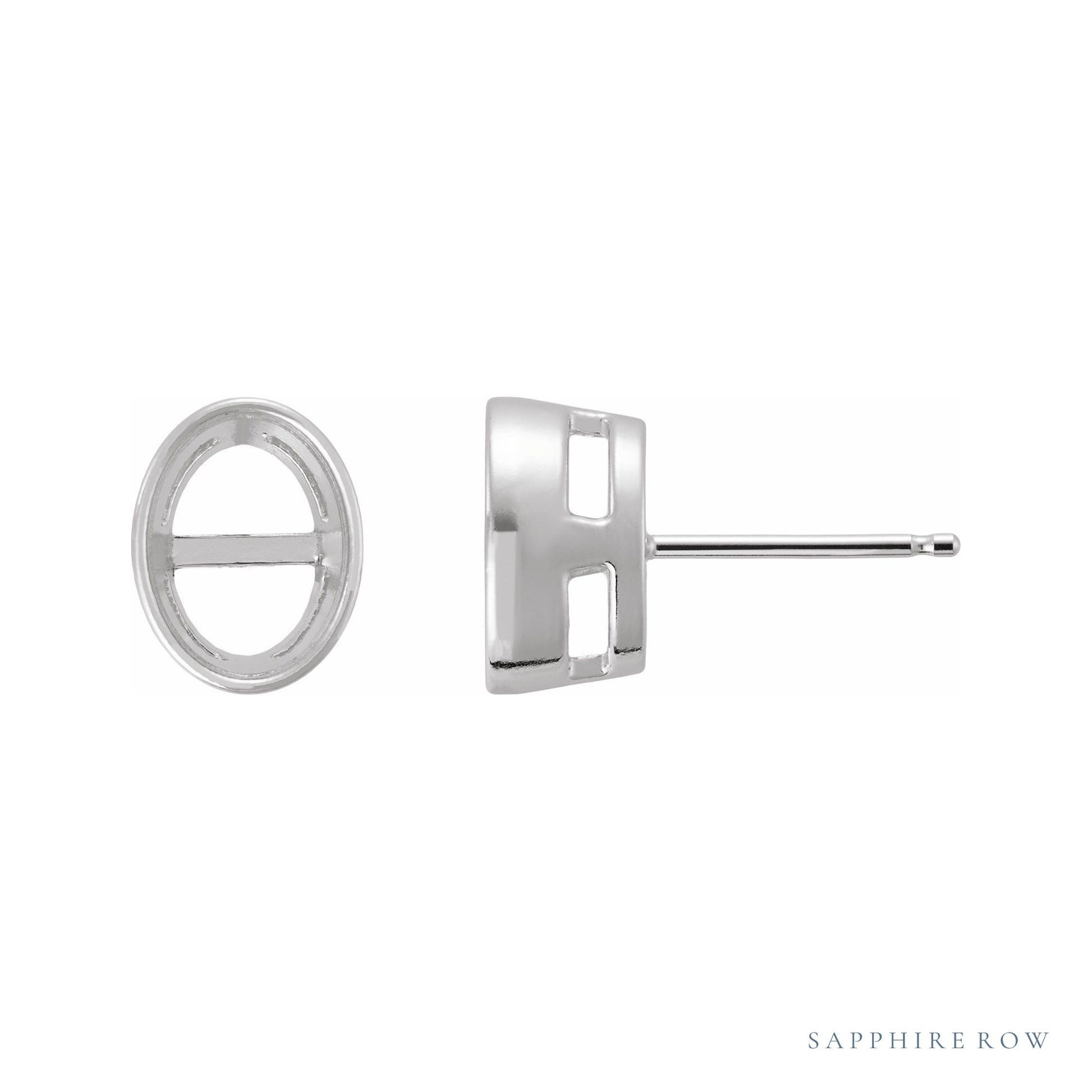 Sapphire Row Lightweight Bezel-Set Earrings setting in Platinum, shown with a center stone (sold separately)