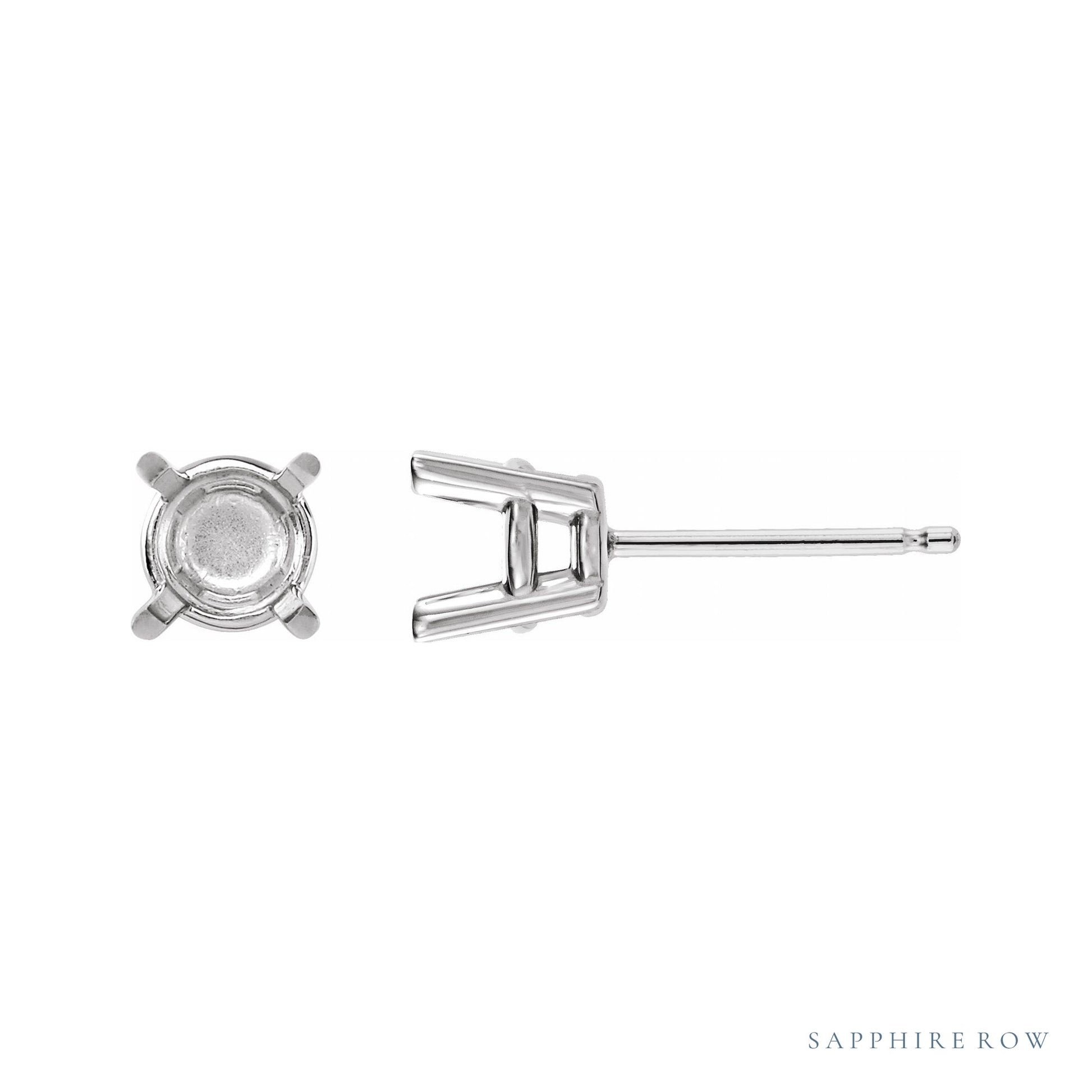 Sapphire Row Round 4-Prong Stud Earrings setting in Platinum, shown with a center stone (sold separately)