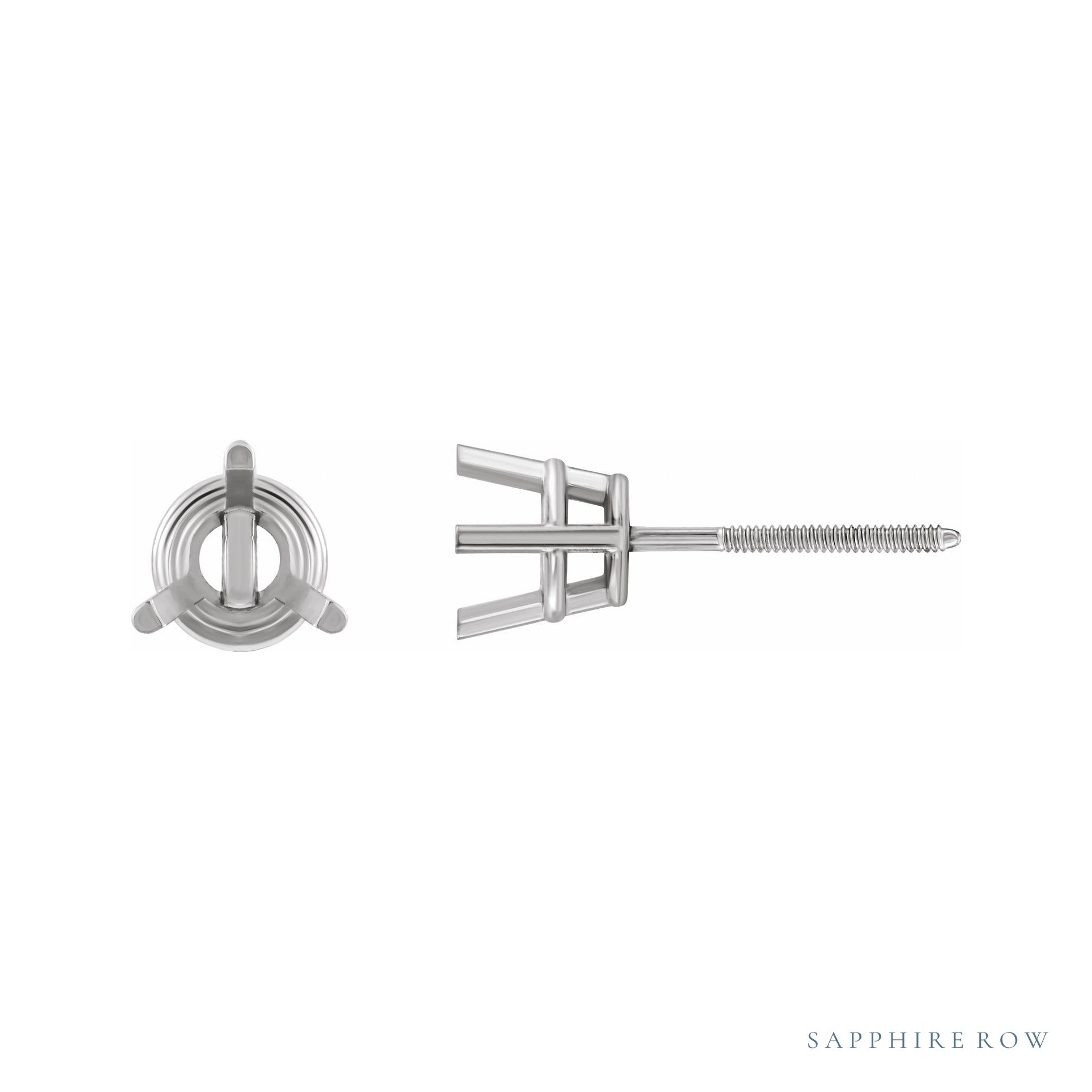Sapphire Row Round 3-Prong Stud Earrings setting in Platinum, shown with a center stone (sold separately)
