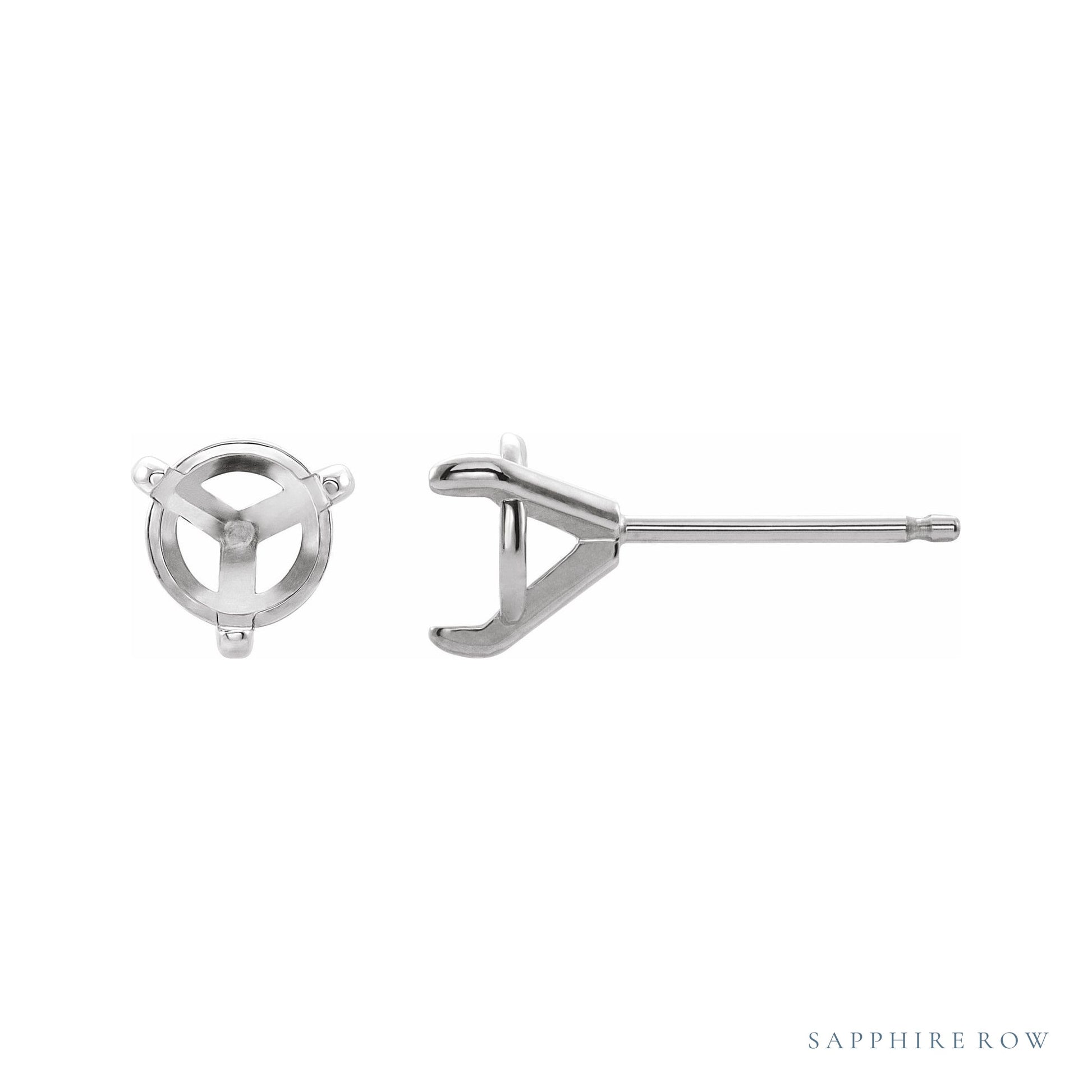 Sapphire Row Round 3-Prong Claw Cocktail-Style Stud Earrings setting in Platinum, shown with a center stone (sold separately)