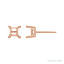 Sapphire Row Square 4-Prong Stud Earrings setting in 14K Rose Gold, shown with a center stone (sold separately)