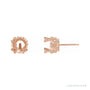 Sapphire Row Round Twin 4-Prong Scroll Stud Earrings setting in 14K Rose Gold, shown with a center stone (sold separately)