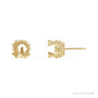 Sapphire Row Round Twin 4-Prong Scroll Stud Earrings setting in 14K Yellow Gold, shown with a center stone (sold separately)
