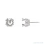 Sapphire Row Round Twin 4-Prong Scroll Stud Earrings setting in Platinum, shown with a center stone (sold separately)