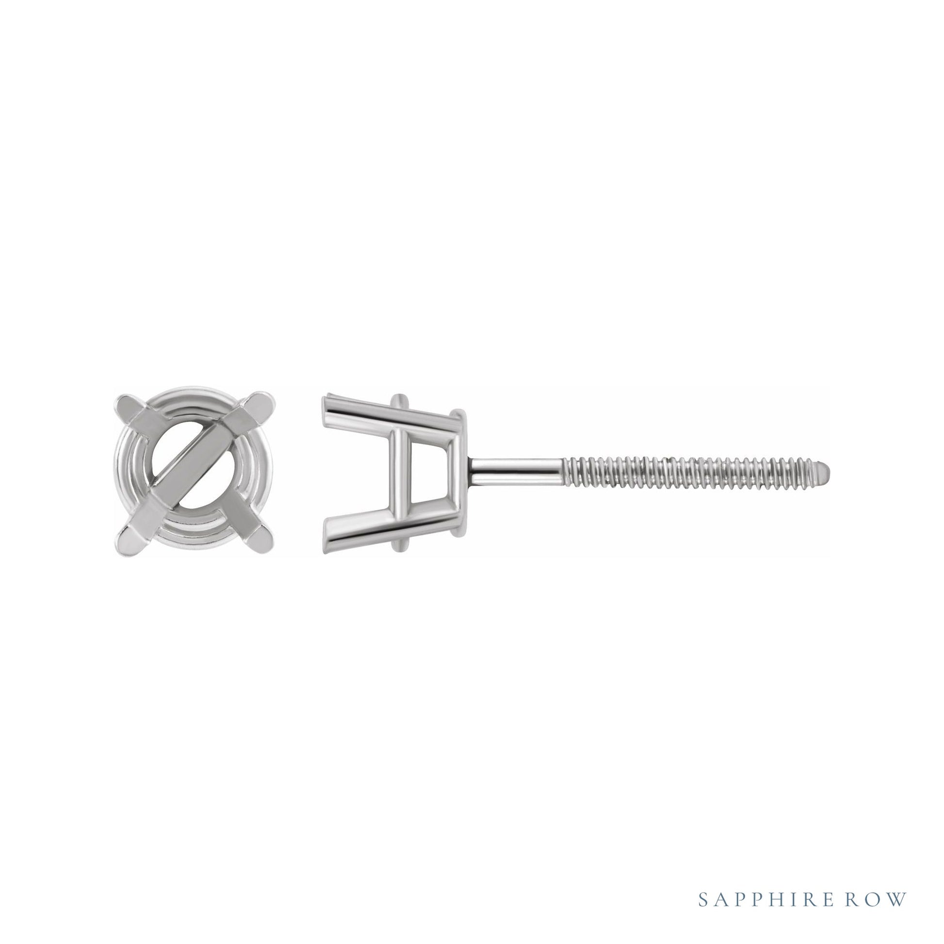 Sapphire Row Round 4-Prong Lightweight Stud Earrings setting in Platinum, shown with a center stone (sold separately)
