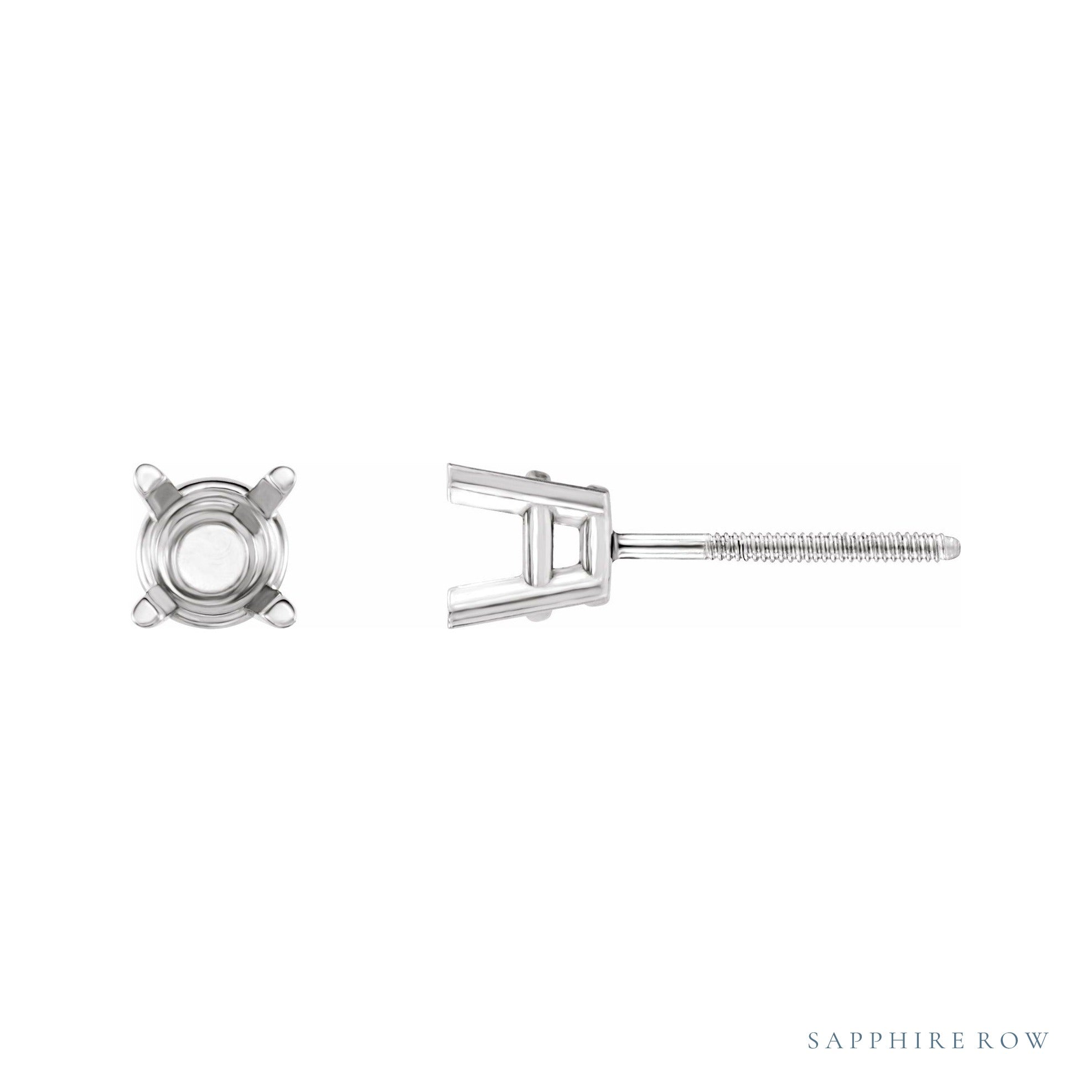 Sapphire Row Round 4-Prong Stud Earrings setting in 14K White Gold, shown with a center stone (sold separately)