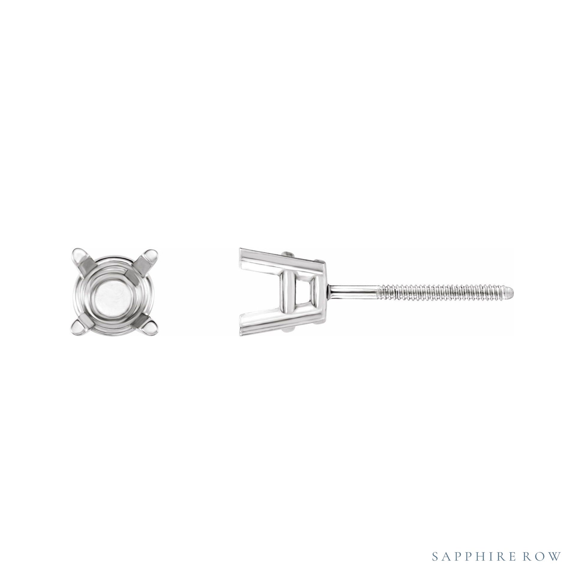 Sapphire Row Round 4-Prong Stud Earrings setting in Platinum, shown with a center stone (sold separately)