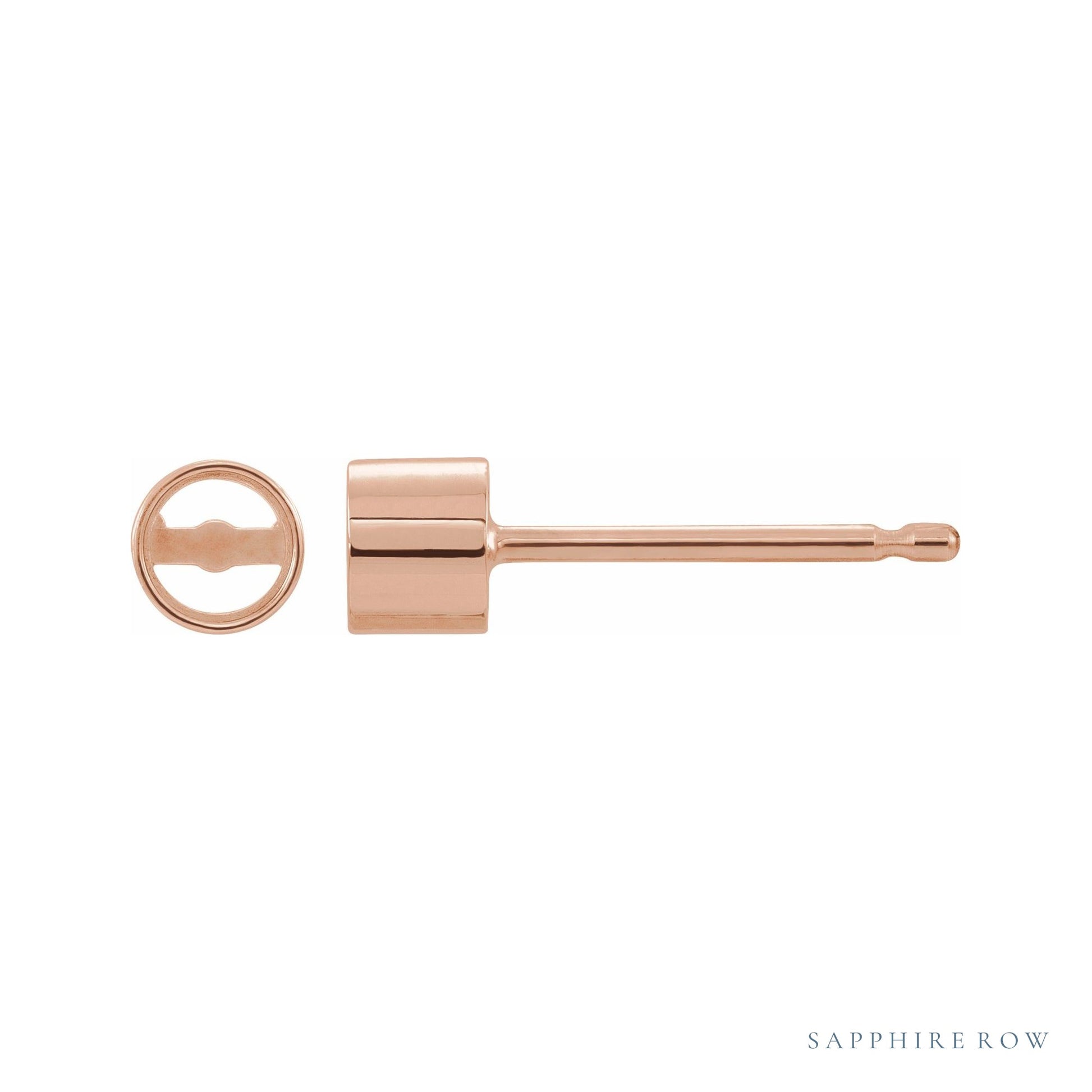 Sapphire Row Round Bezel-Set Earrings setting in 14K Rose Gold, shown with a center stone (sold separately)
