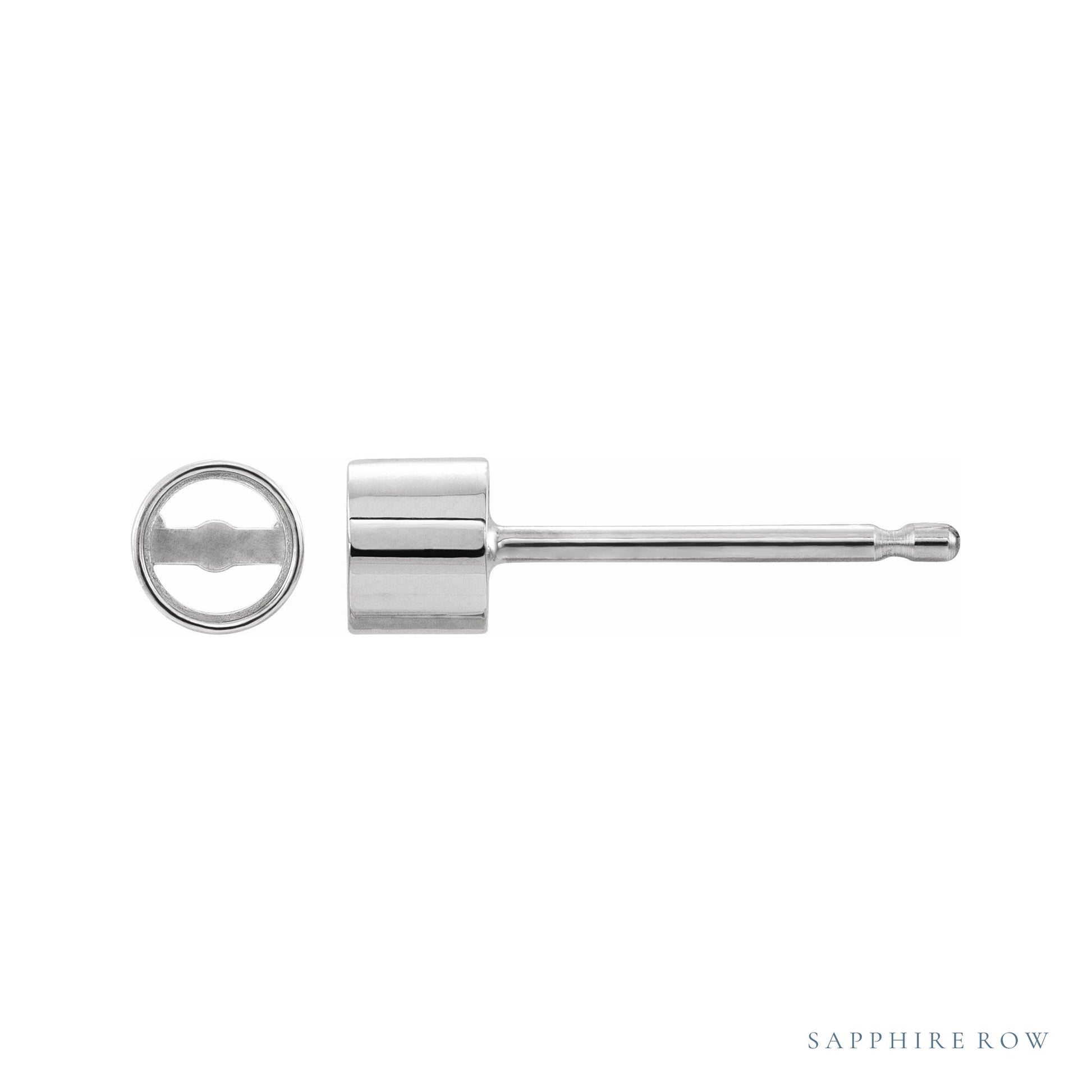 Sapphire Row Round Bezel-Set Earrings setting in 14K White Gold, shown with a center stone (sold separately)