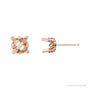 Sapphire Row Round 4-Prong Scroll® Stud Earrings setting in 14K Rose Gold, shown with a center stone (sold separately)