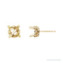 Sapphire Row Round 4-Prong Scroll® Stud Earrings setting in 14K Yellow Gold, shown with a center stone (sold separately)
