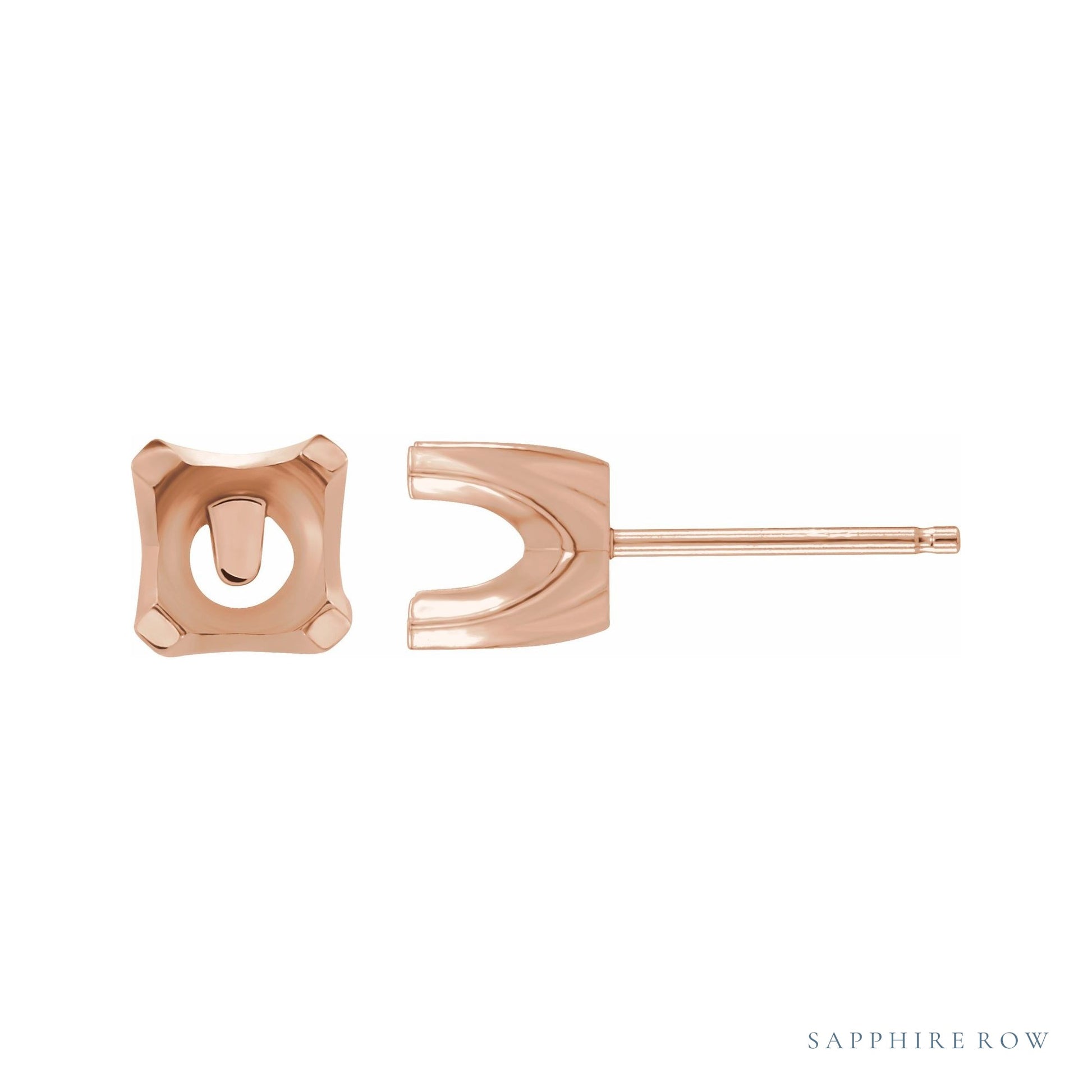 Sapphire Row Round 4-Prong Solstice Solitaire® Earrings setting in 14K Rose Gold, shown with a center stone (sold separately)