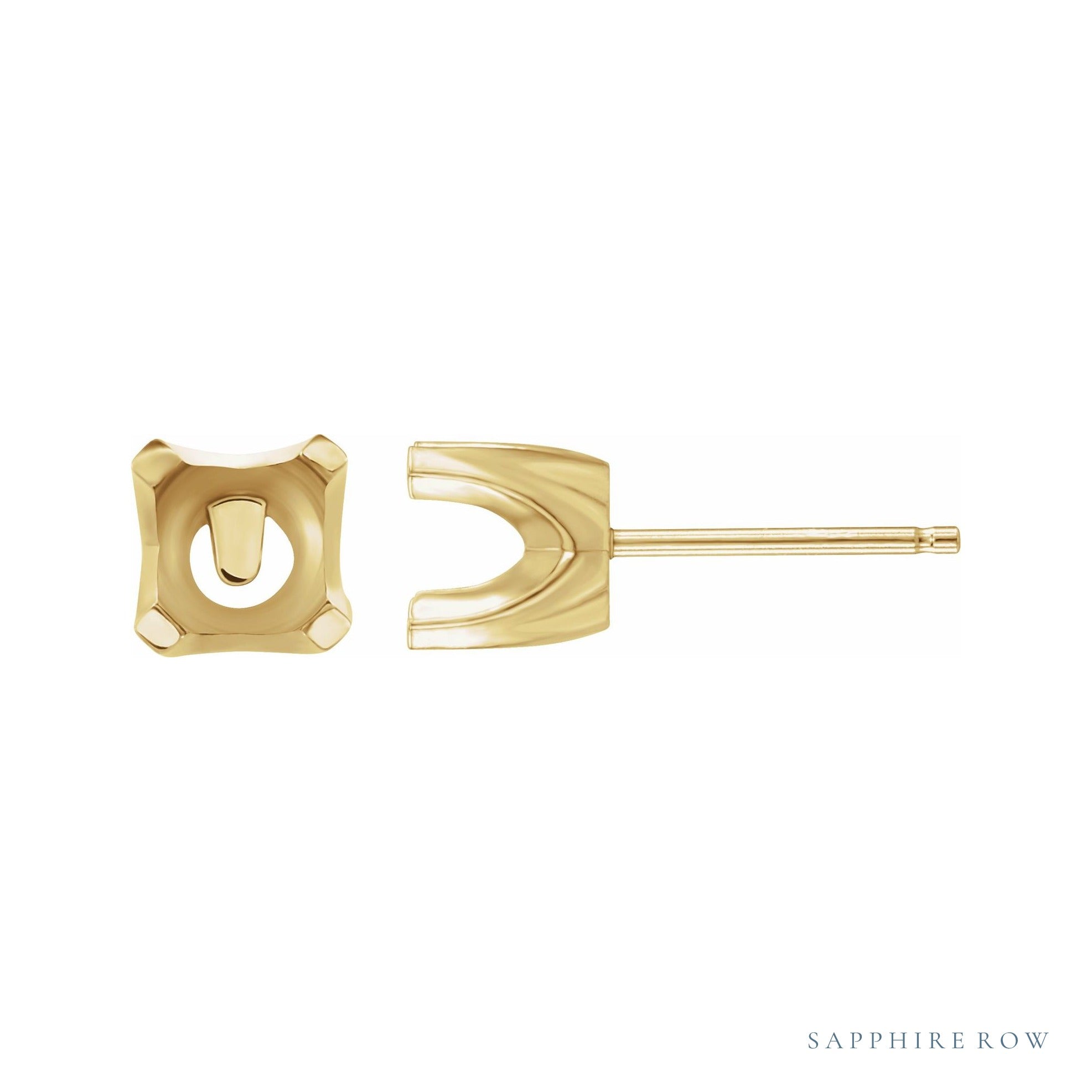 Sapphire Row Round 4-Prong Solstice Solitaire® Earrings setting in 14K Yellow Gold, shown with a center stone (sold separately)