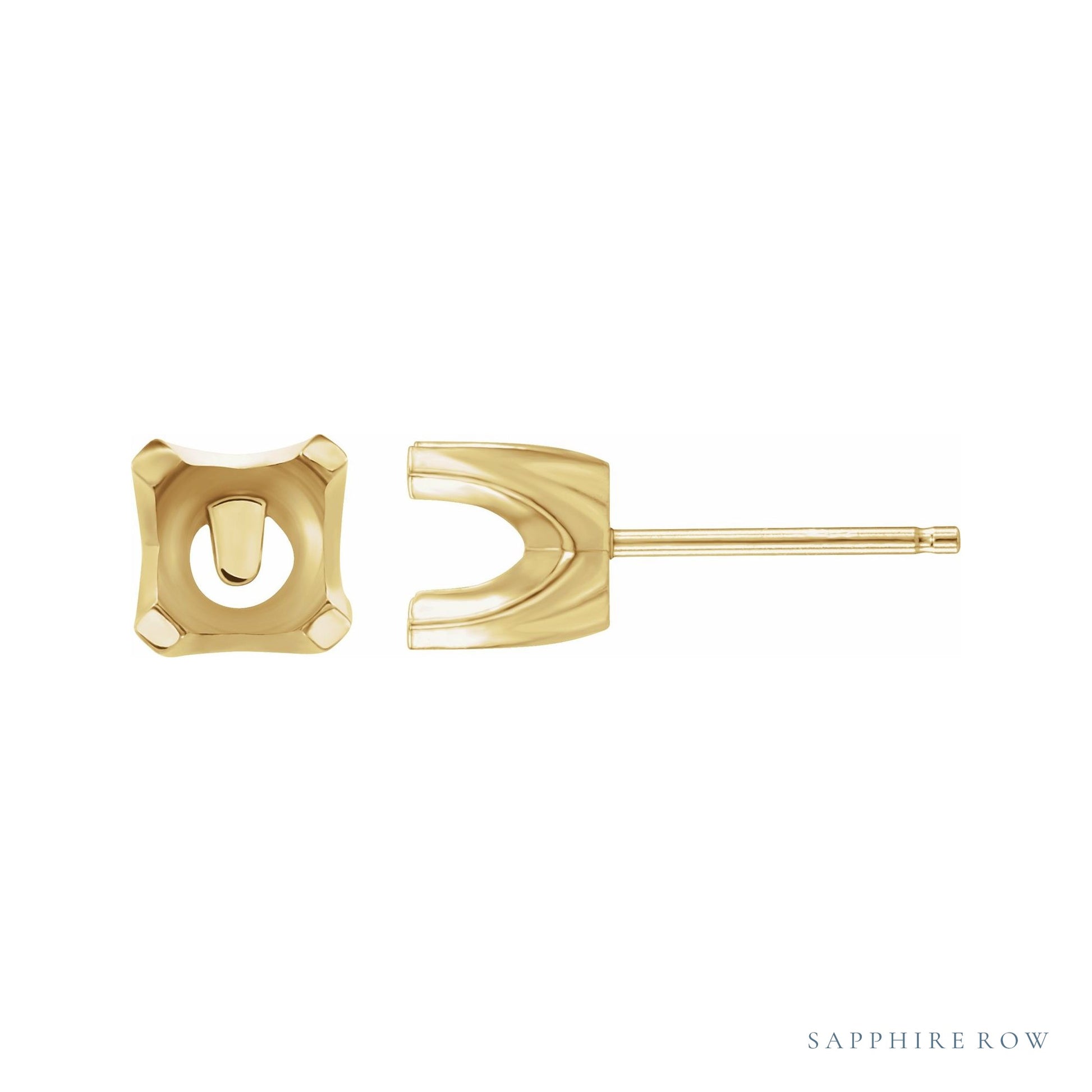 Sapphire Row Round 4-Prong Solstice Solitaire® Earrings setting in 14K Yellow Gold, shown with a center stone (sold separately)
