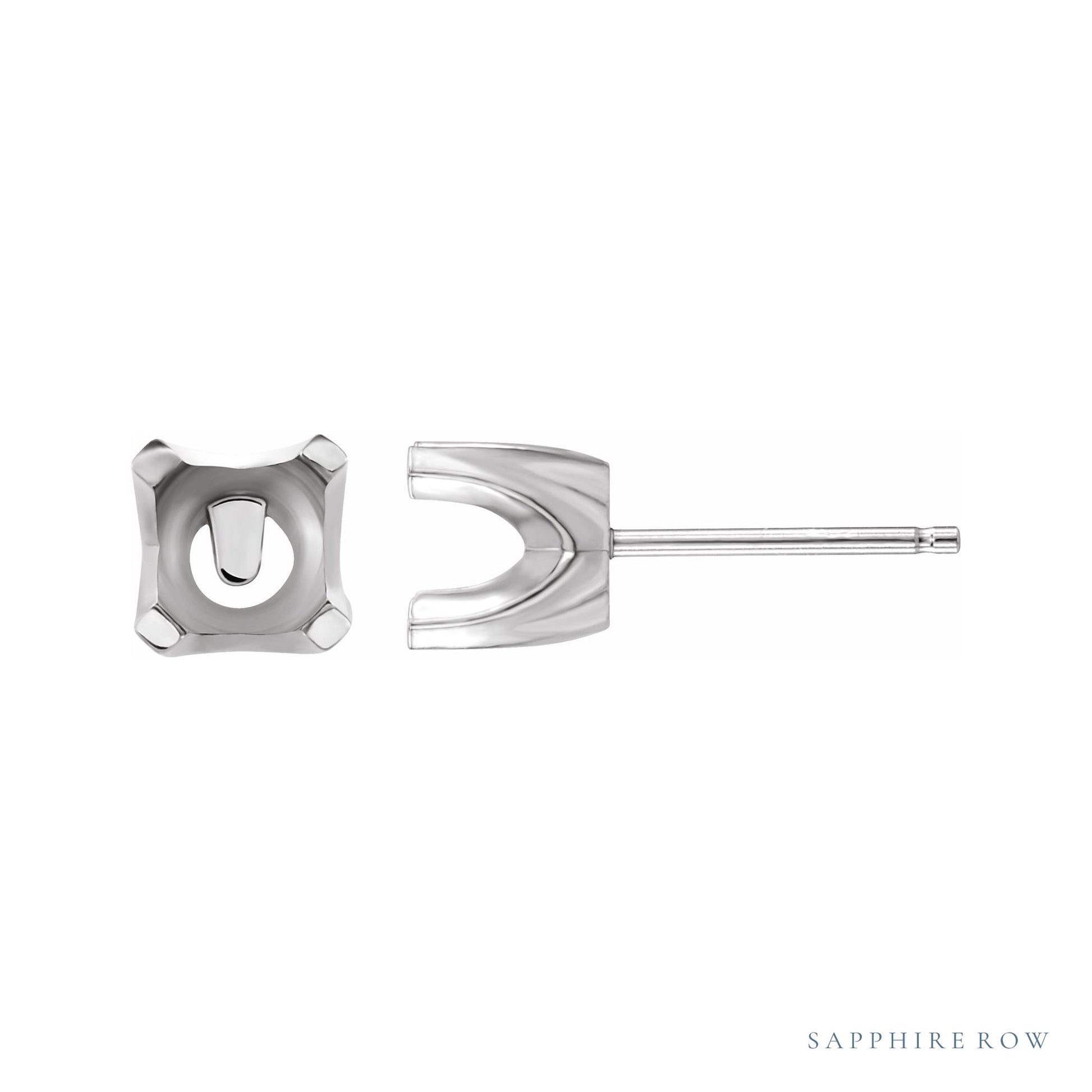 Sapphire Row Round 4-Prong Solstice Solitaire® Earrings setting in Platinum, shown with a center stone (sold separately)