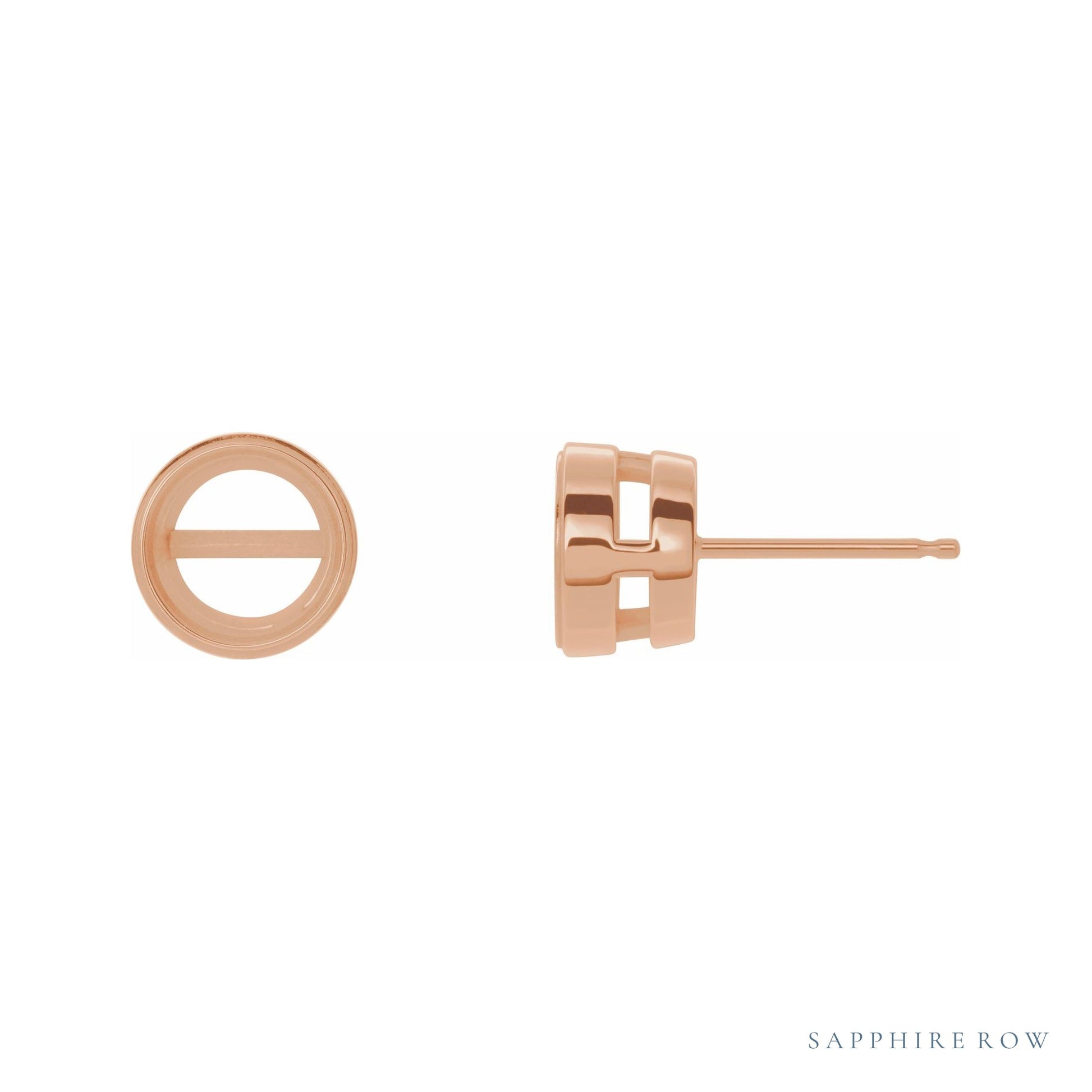 Sapphire Row Round Bezel-Set Stud Earrings setting in 14K Rose Gold, shown with a center stone (sold separately)