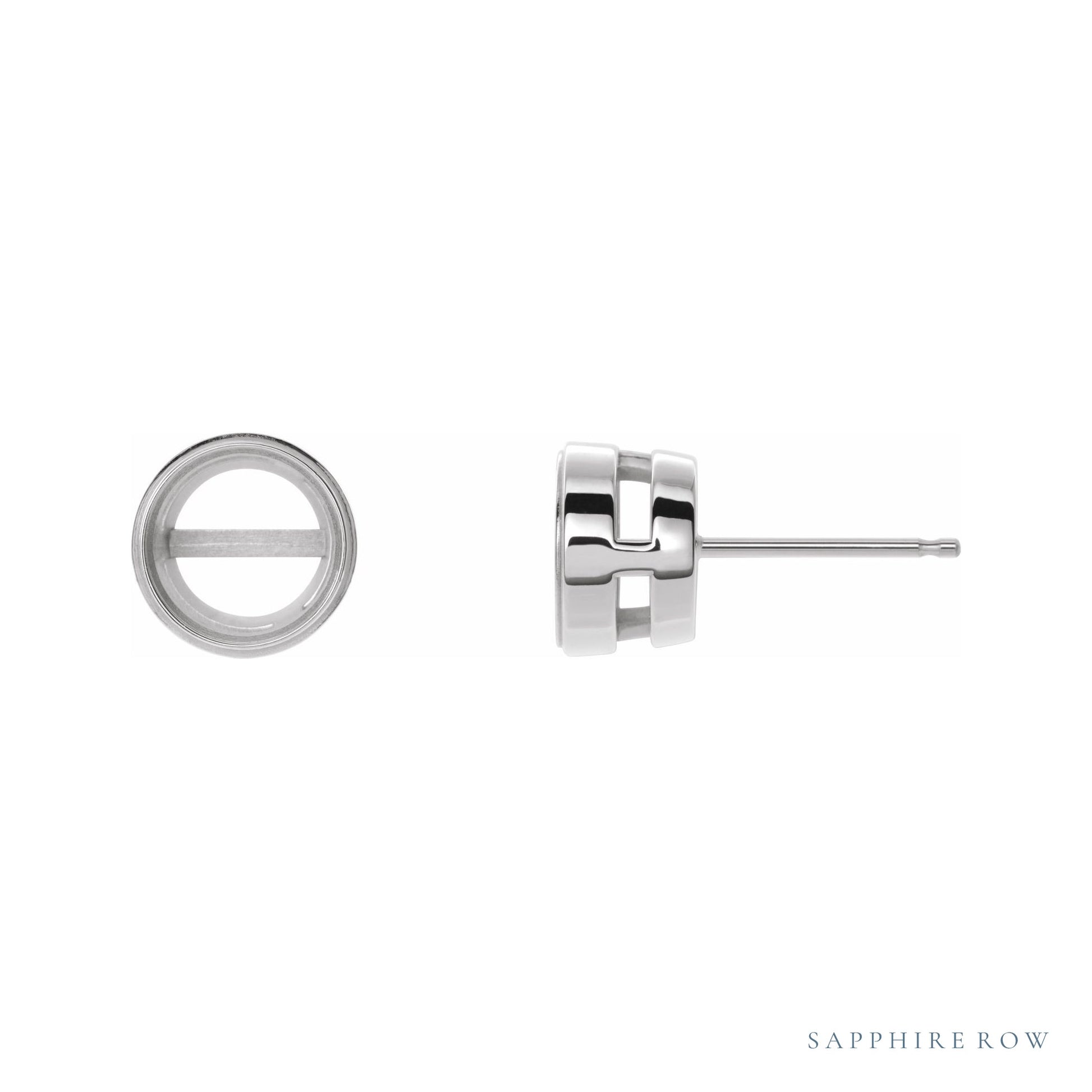 Sapphire Row Round Bezel-Set Stud Earrings setting in Platinum, shown with a center stone (sold separately)