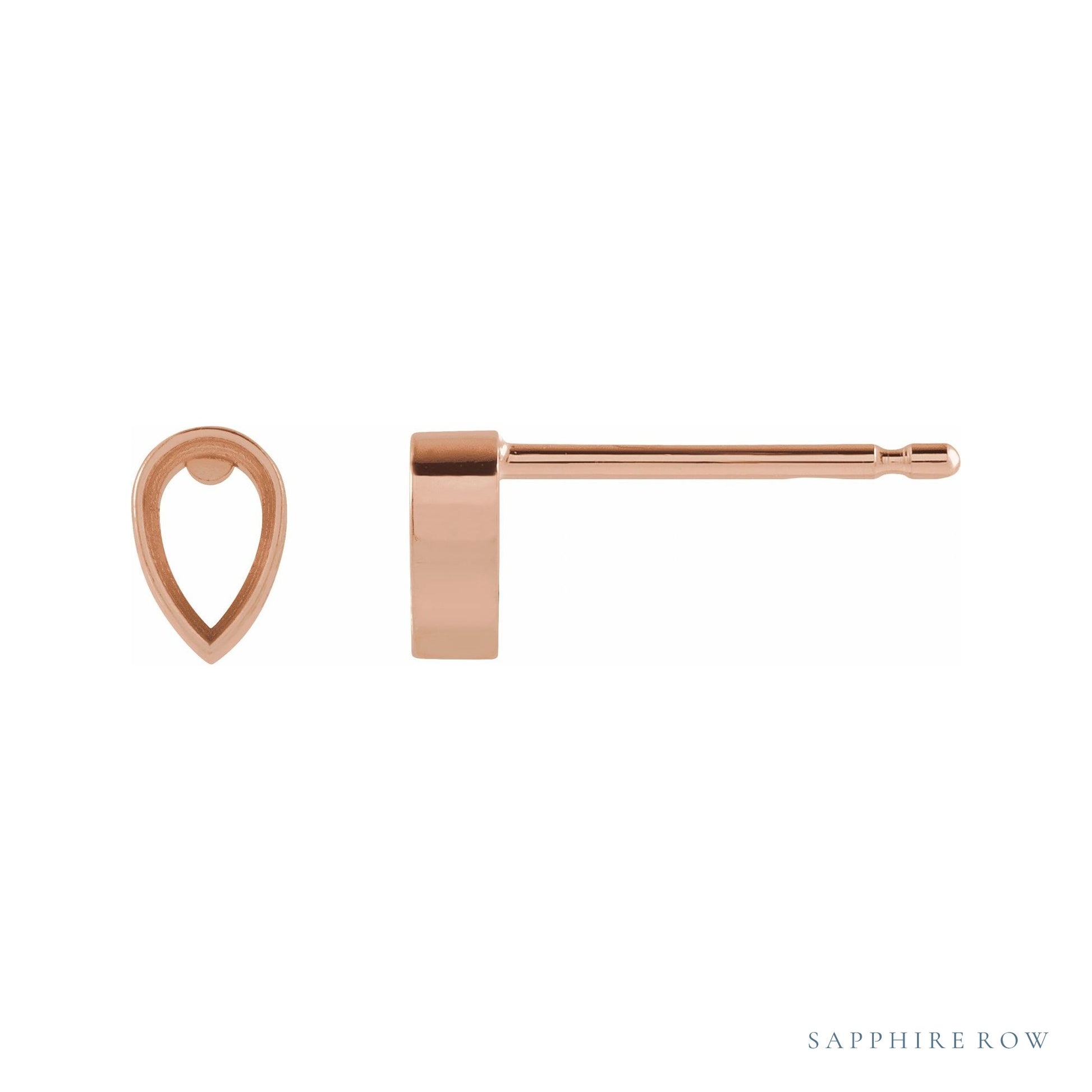 Sapphire Row Pear Bezel-Set Stud Earrings setting in 14K Rose Gold, shown with a center stone (sold separately)