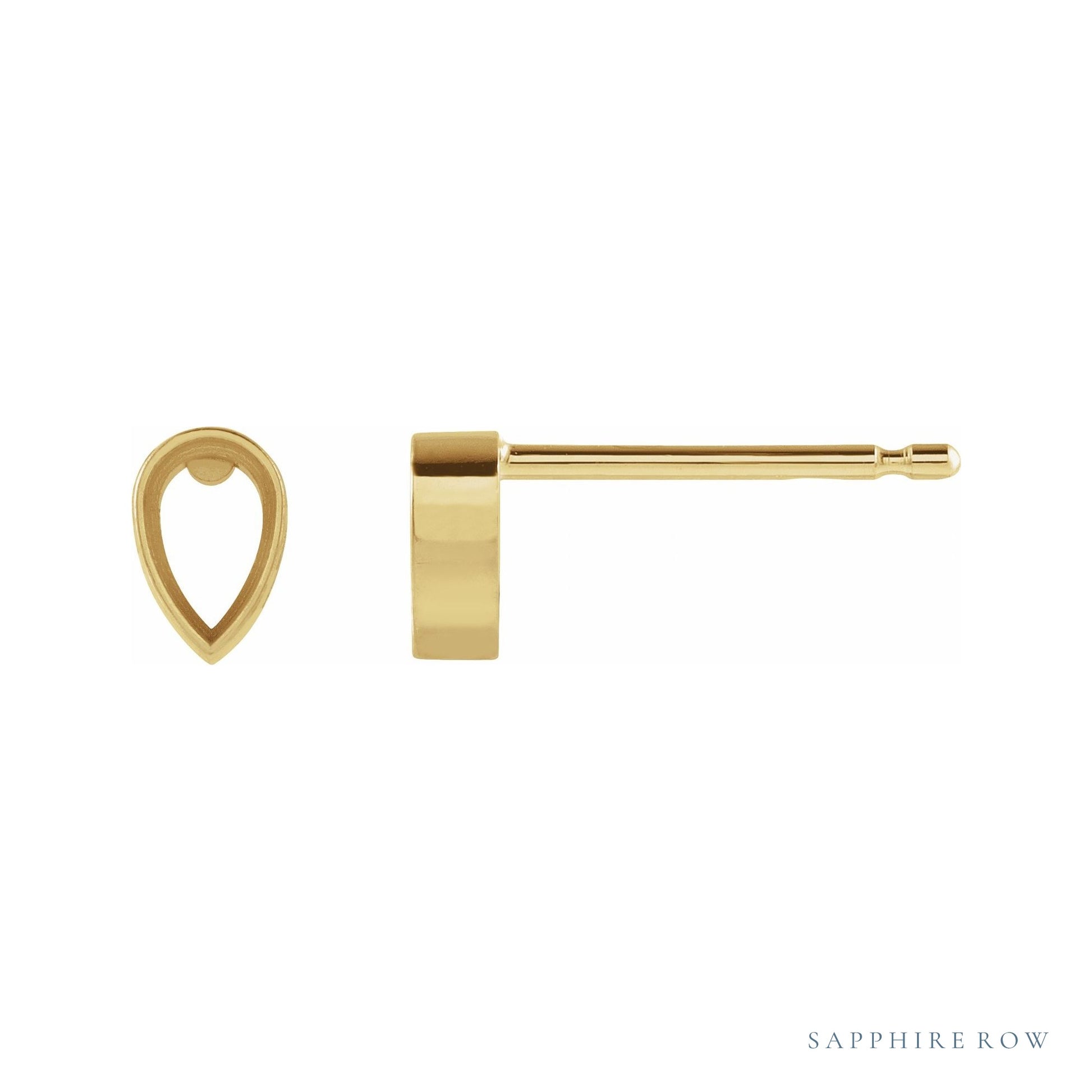 Sapphire Row Pear Bezel-Set Stud Earrings setting in 14K Yellow Gold, shown with a center stone (sold separately)