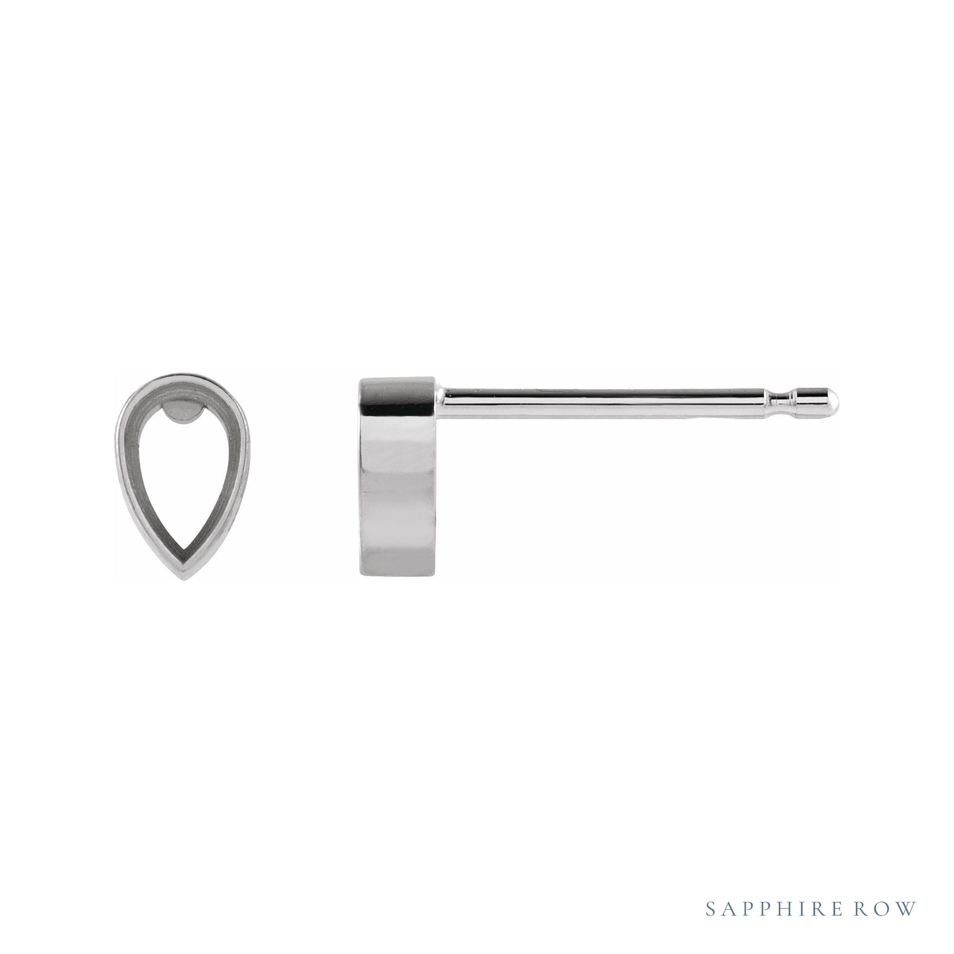 Sapphire Row Pear Bezel-Set Stud Earrings setting in Platinum, shown with a center stone (sold separately)