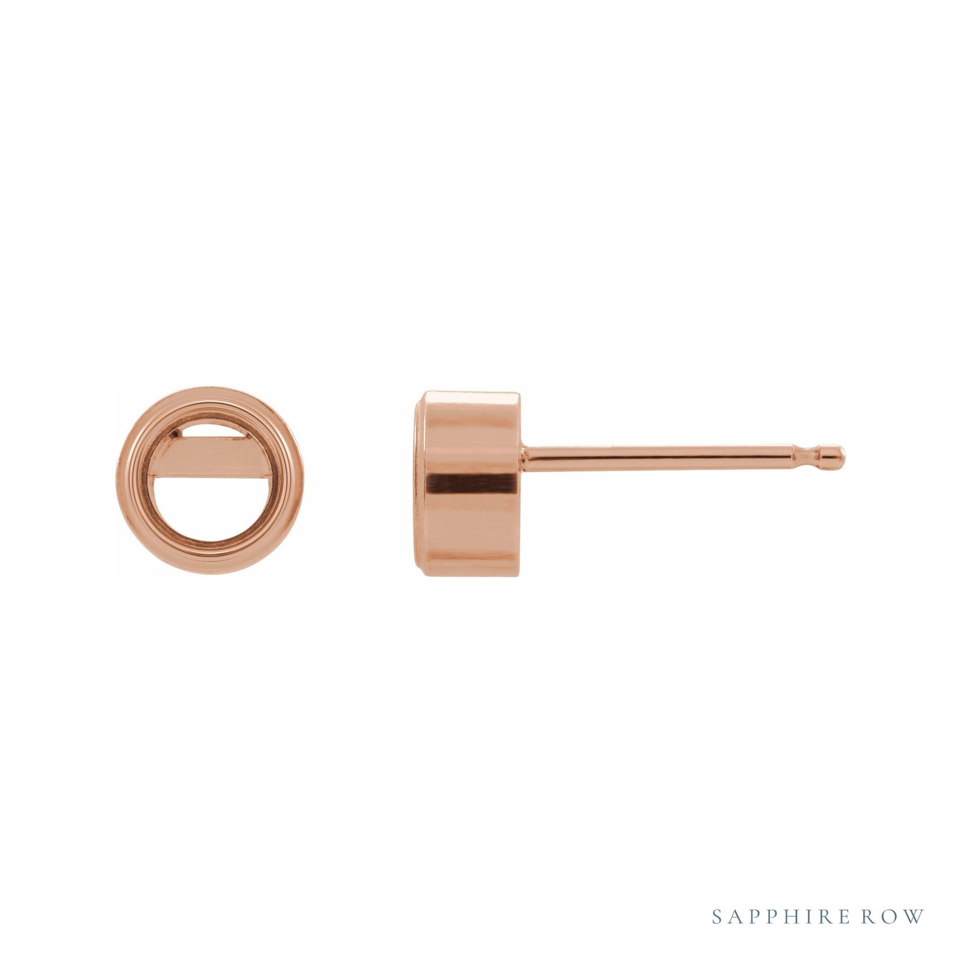 Sapphire Row Round Bezel-Set Stud Earrings setting in 14K Rose Gold, shown with a center stone (sold separately)