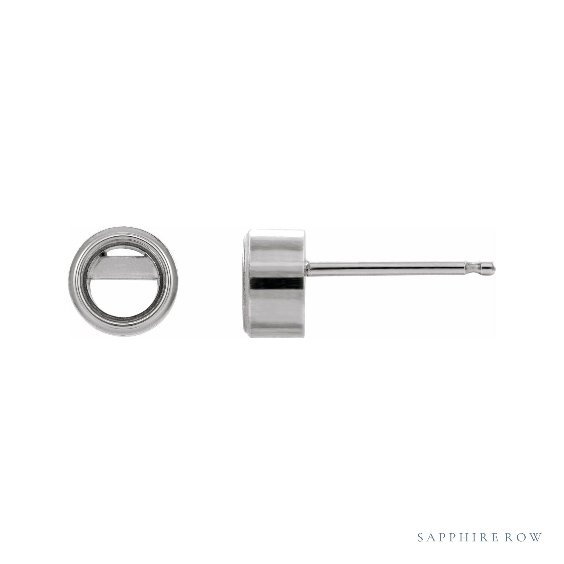 Sapphire Row Round Bezel-Set Stud Earrings setting in 14K White Gold, shown with a center stone (sold separately)