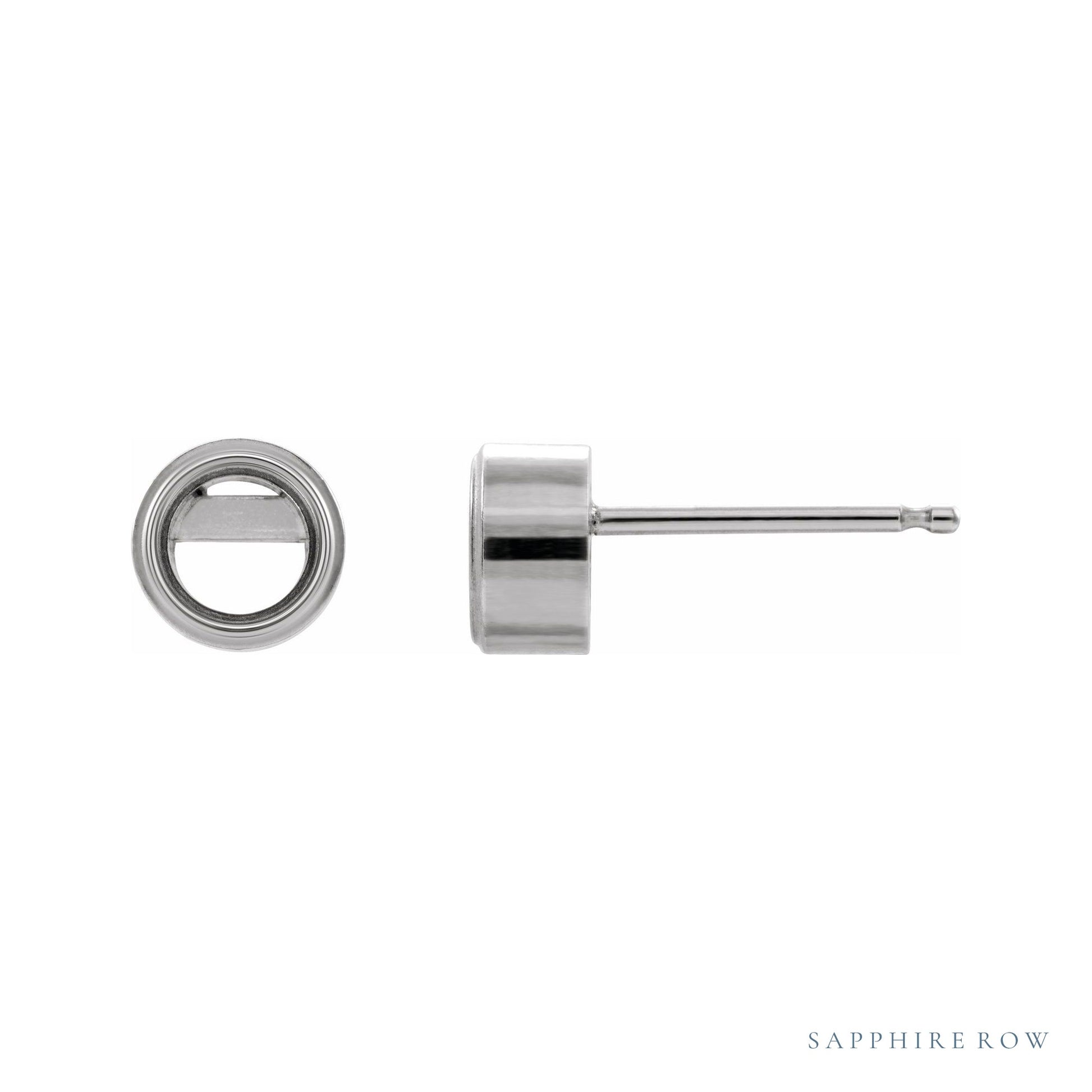 Sapphire Row Round Bezel-Set Stud Earrings setting in 14K White Gold, shown with a center stone (sold separately)